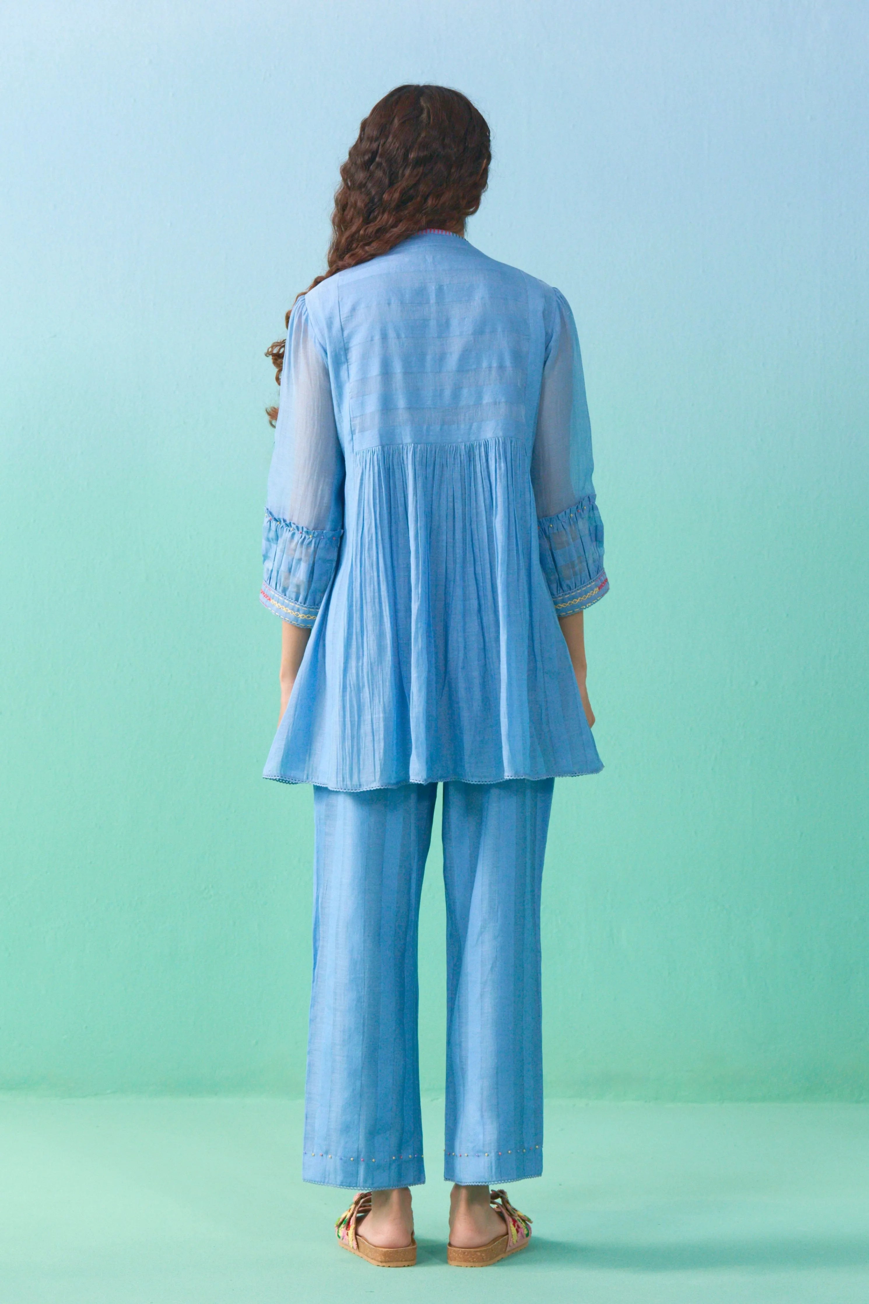 Blue Ziba Flared Co-Ord Set