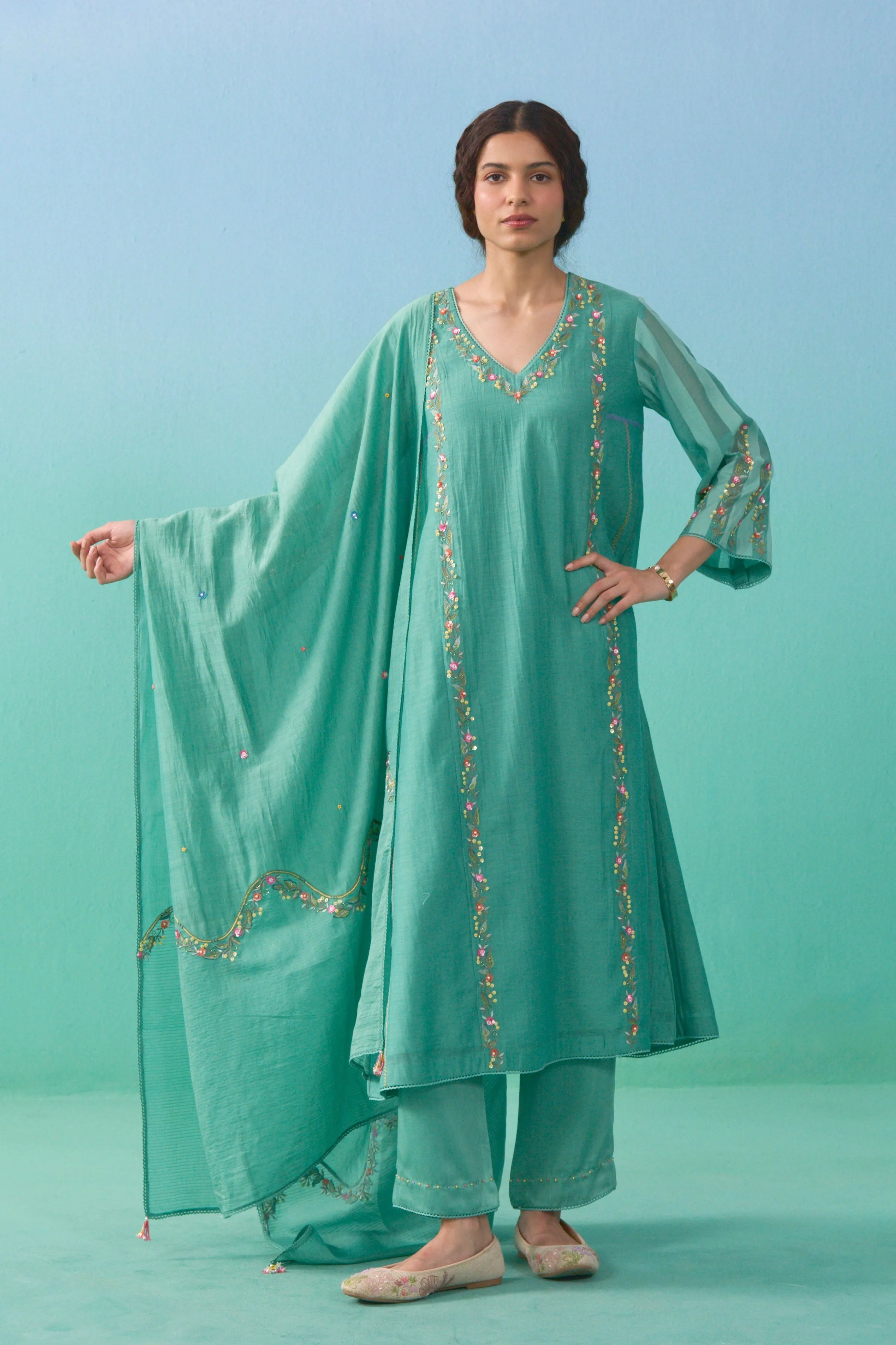 Matcha Roza Kurta Set