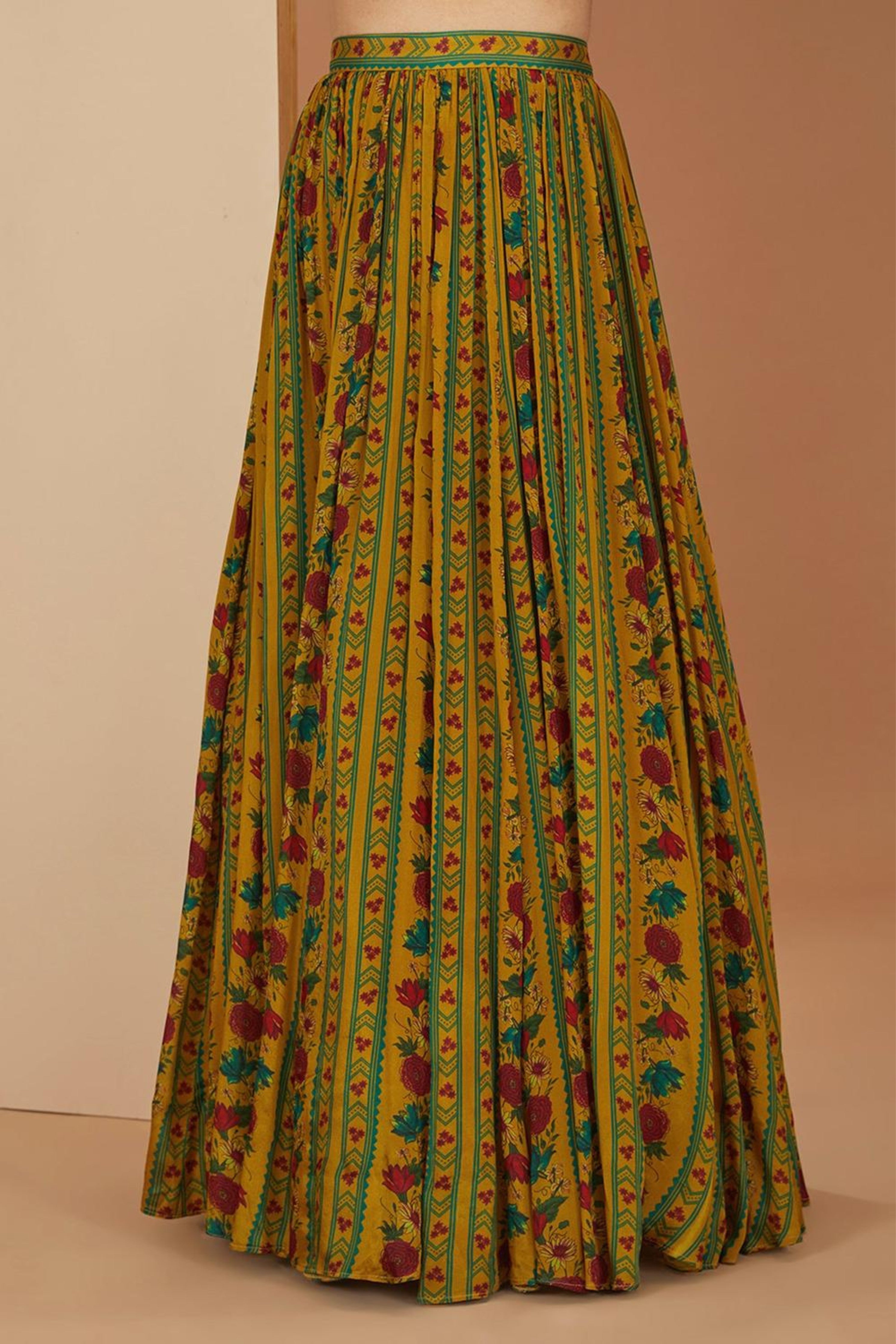 Mustard Printed Lehenga Set