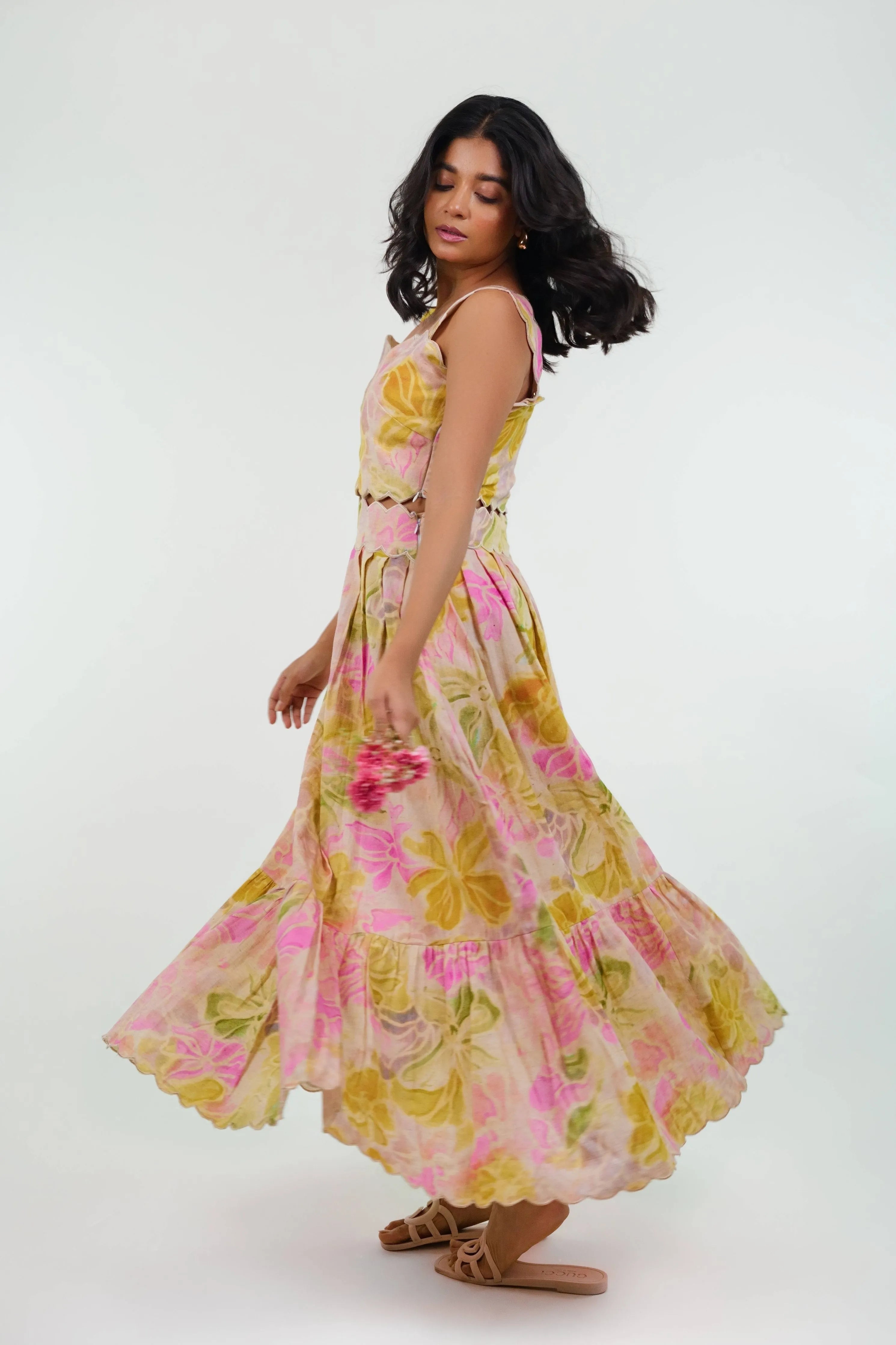 Summer Scallop Printed Dress
