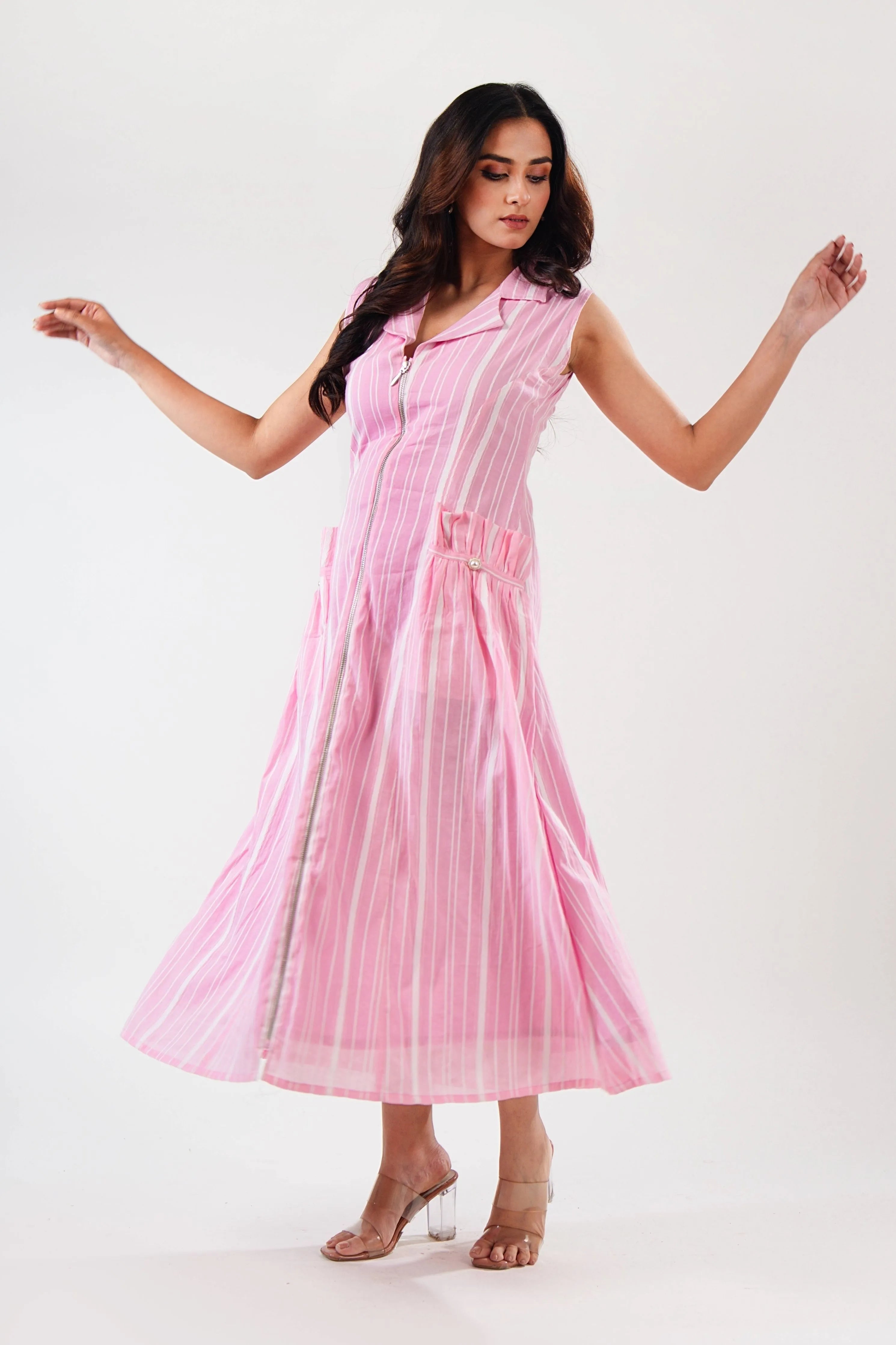 Pink Stripe Midi Dress
