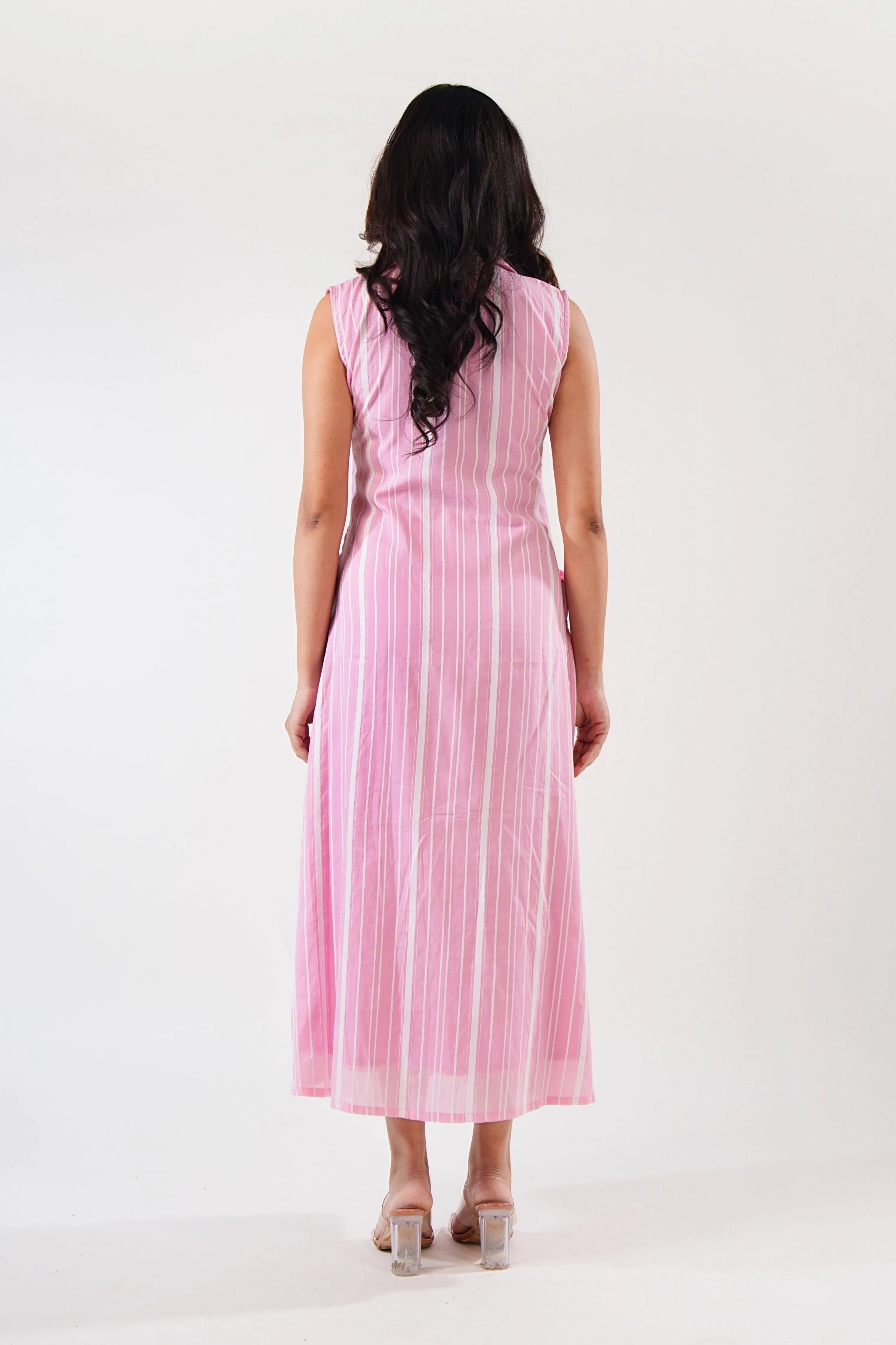 Pink Stripe Midi Dress