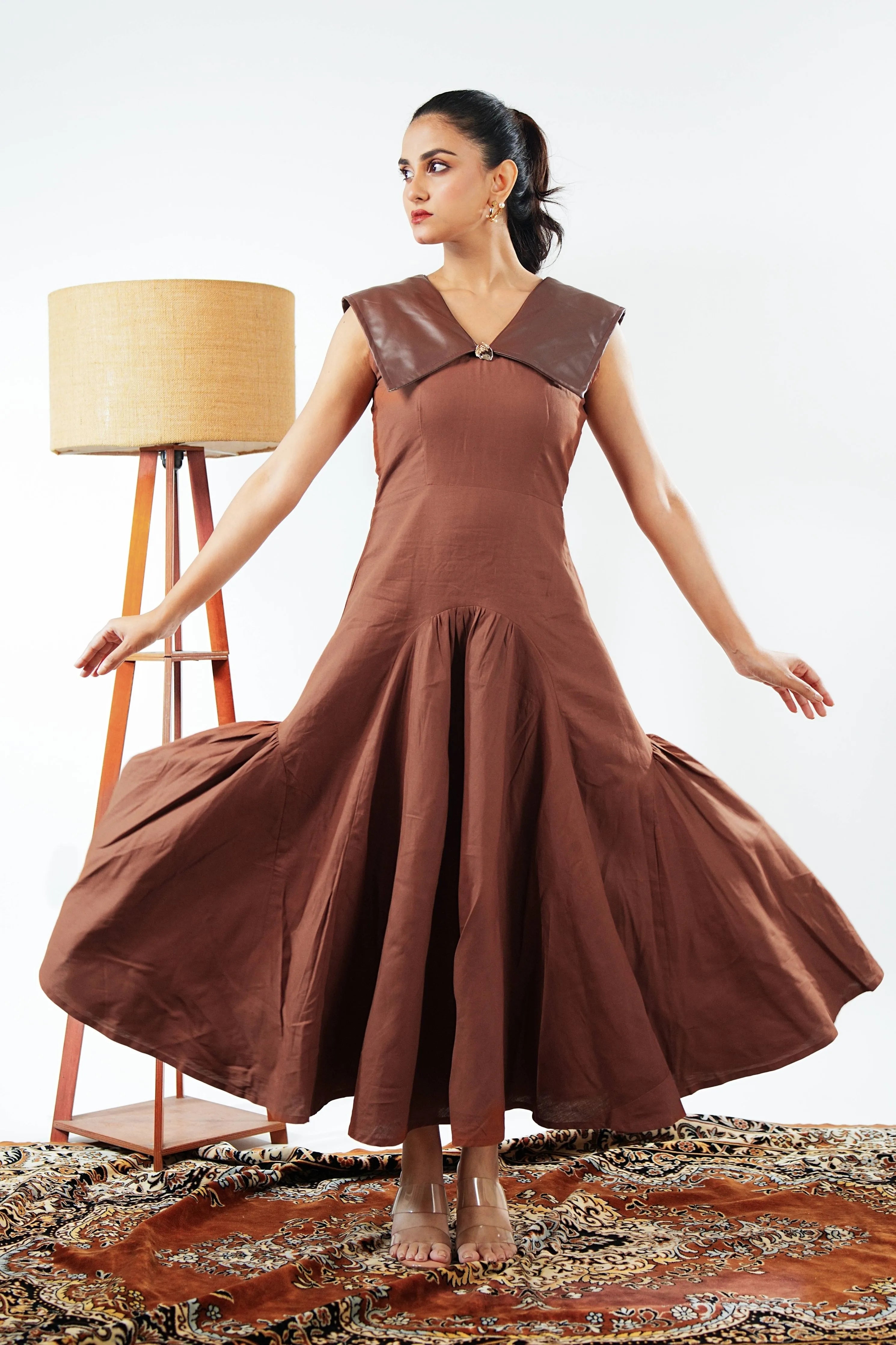 Leather Collar Dress