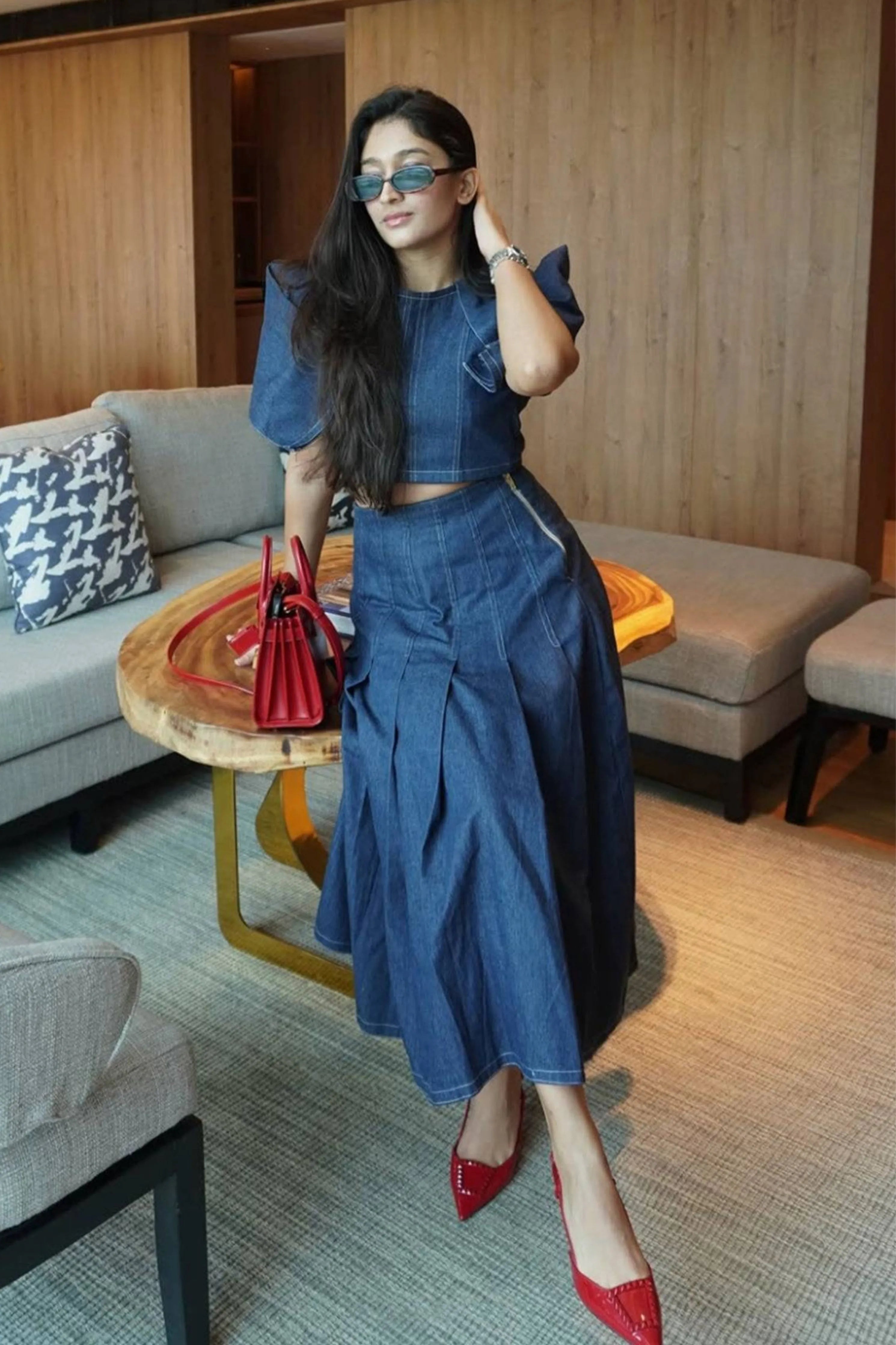 Sculpted Denim Co-Ord Set