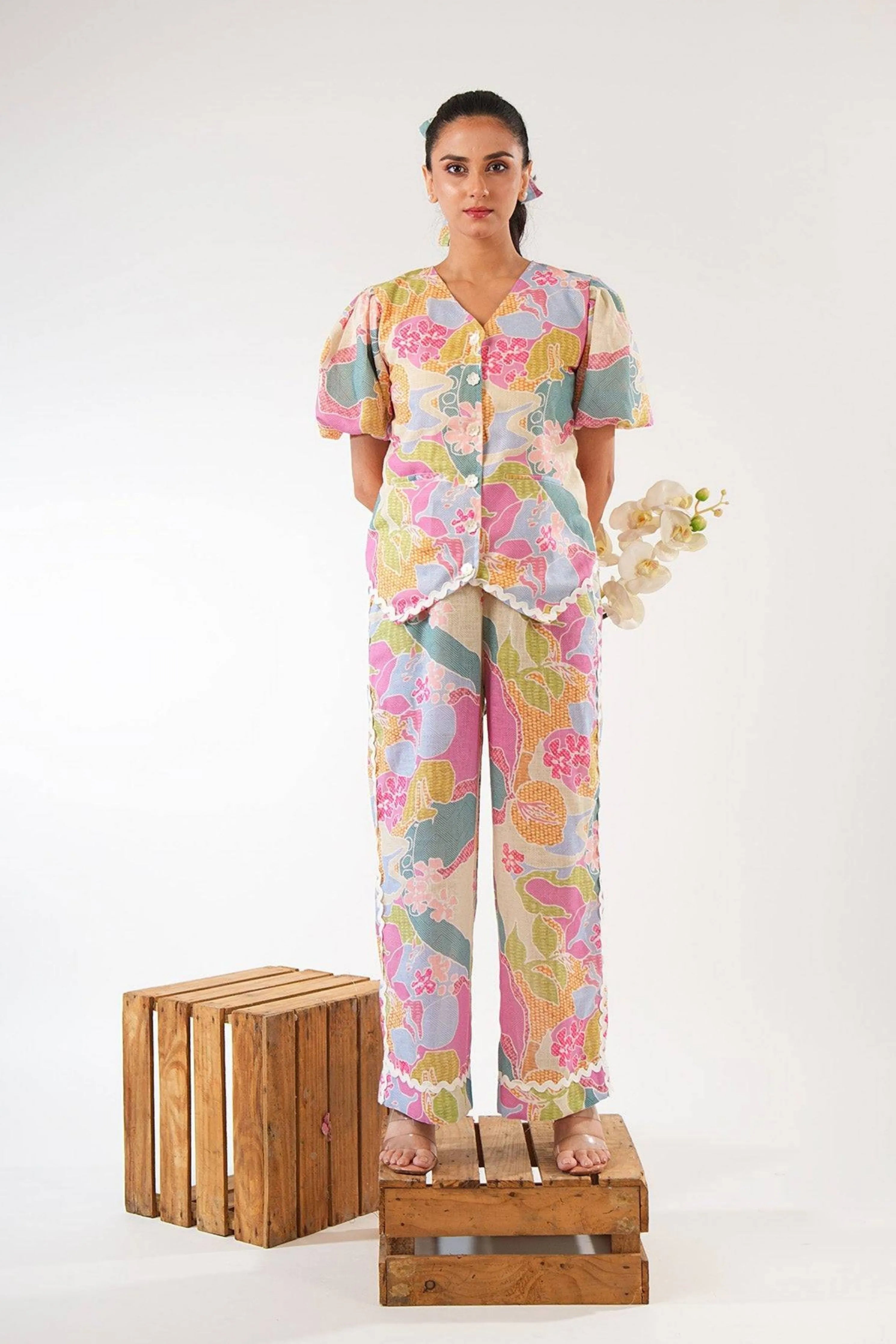 Printed Vest Co-Ord  Set