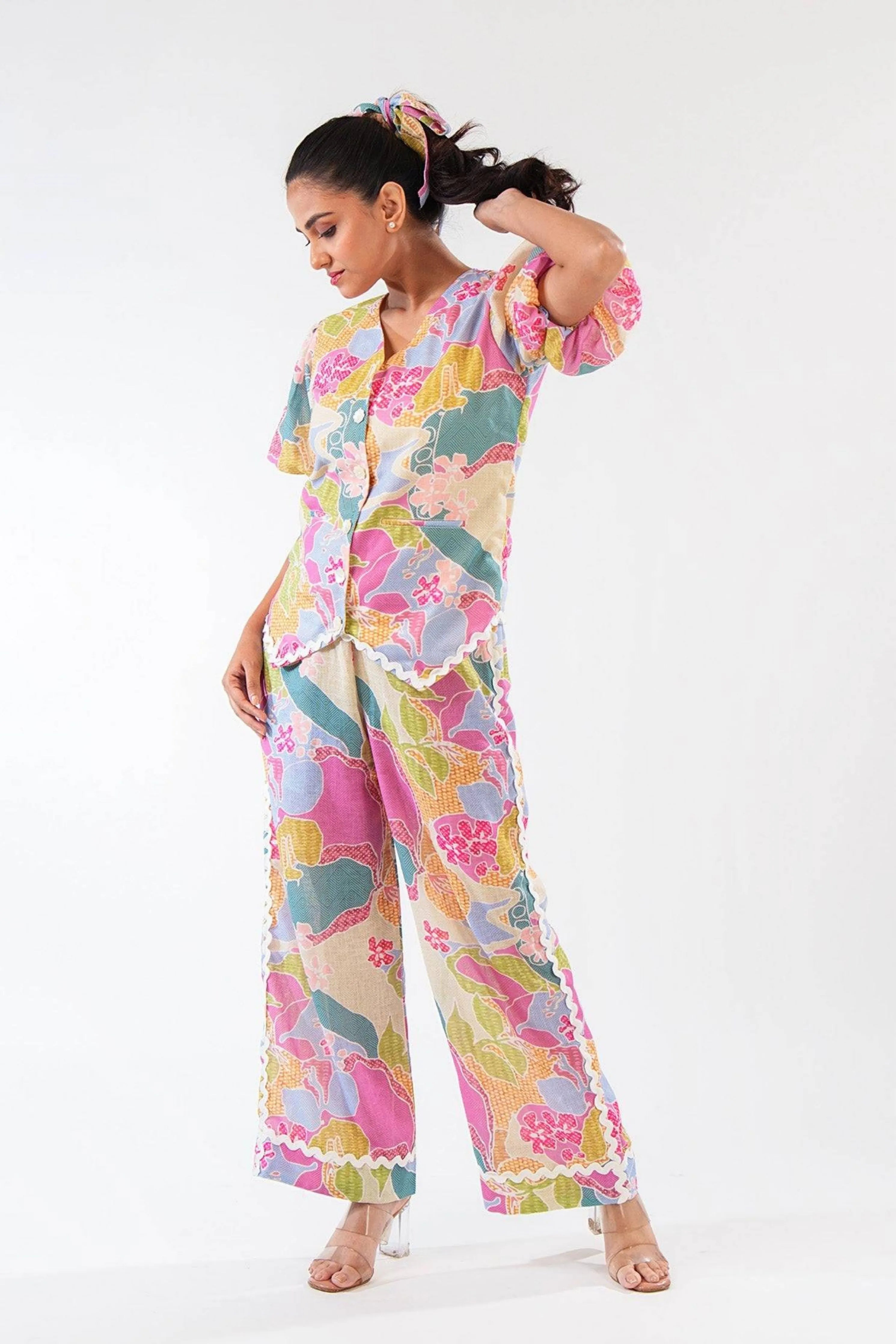 Printed Vest Co-Ord  Set