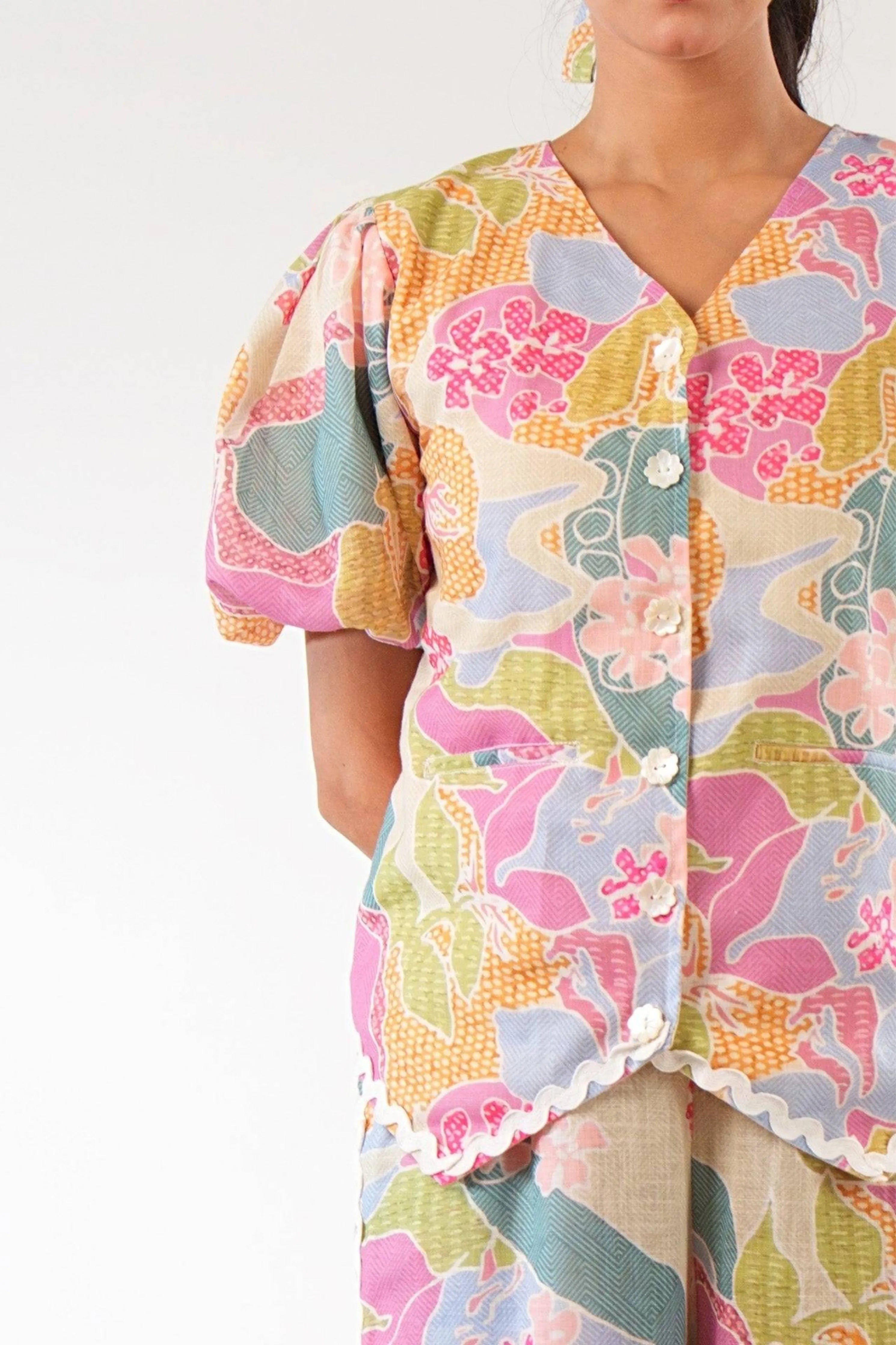 Printed Vest Co-Ord  Set