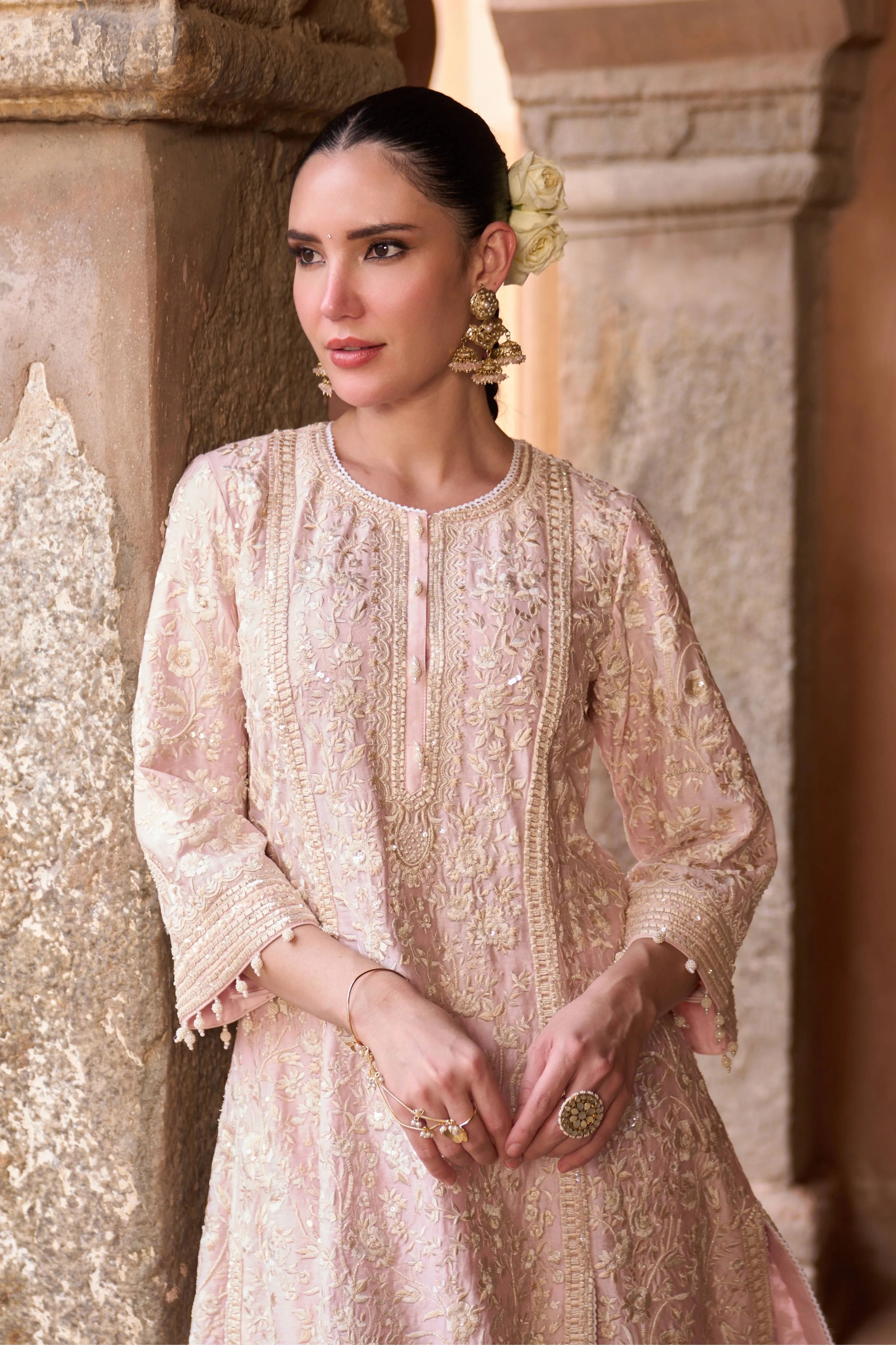 Saboor  Pink Short ALine Kurta set