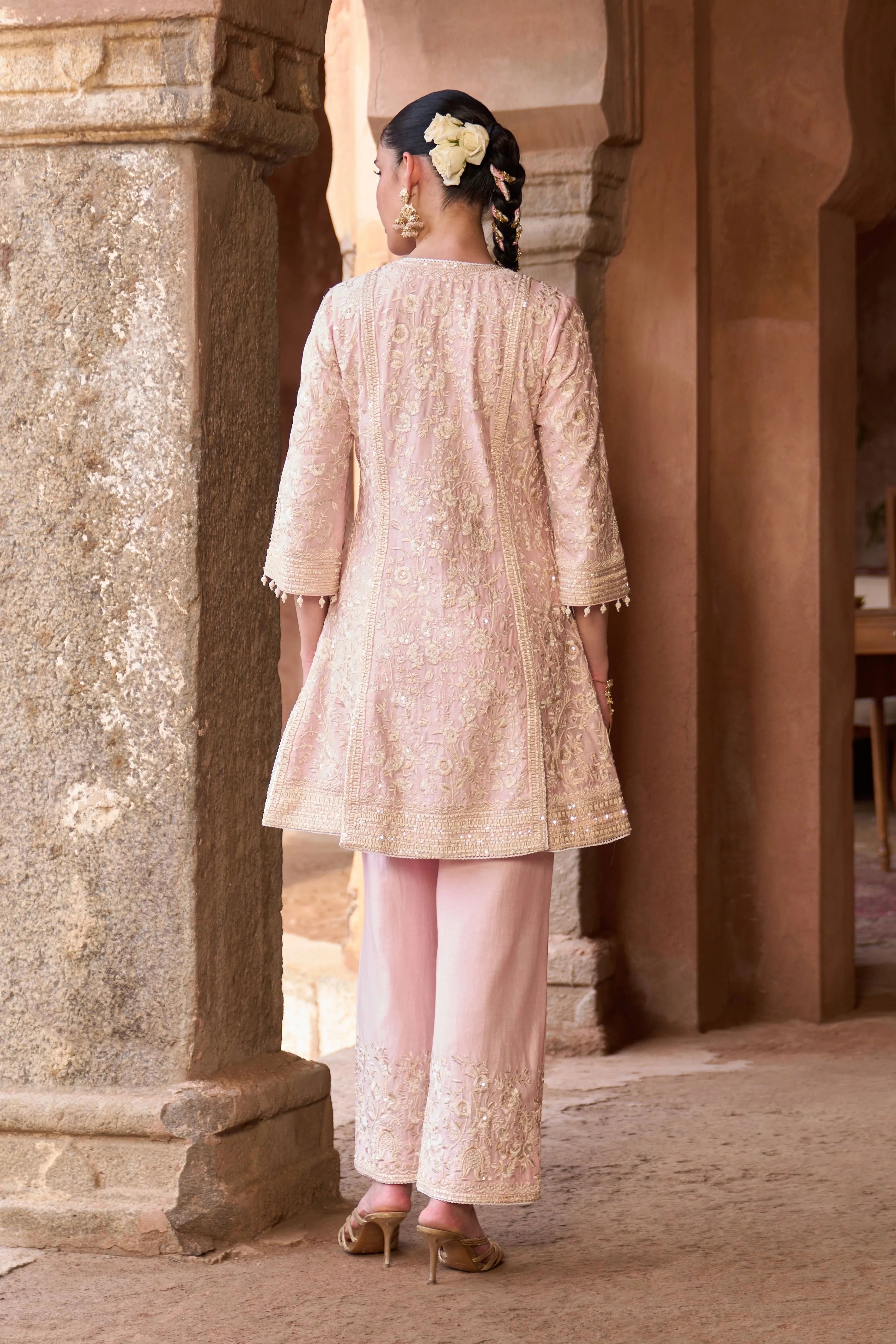 Saboor  Pink Short ALine Kurta set