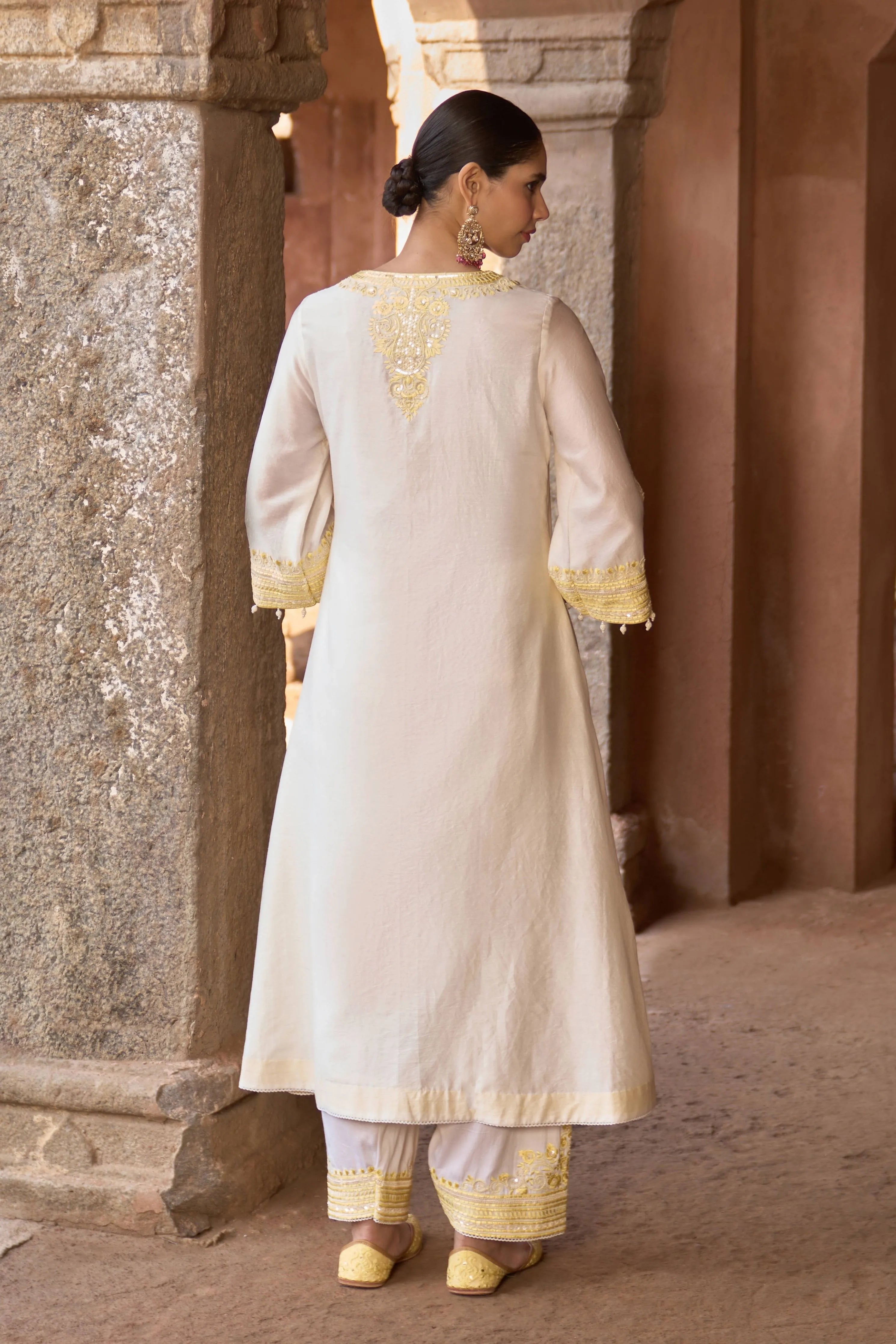 Sahabat  Daisy Ivory & Lemon Yellow Kaaftan Set