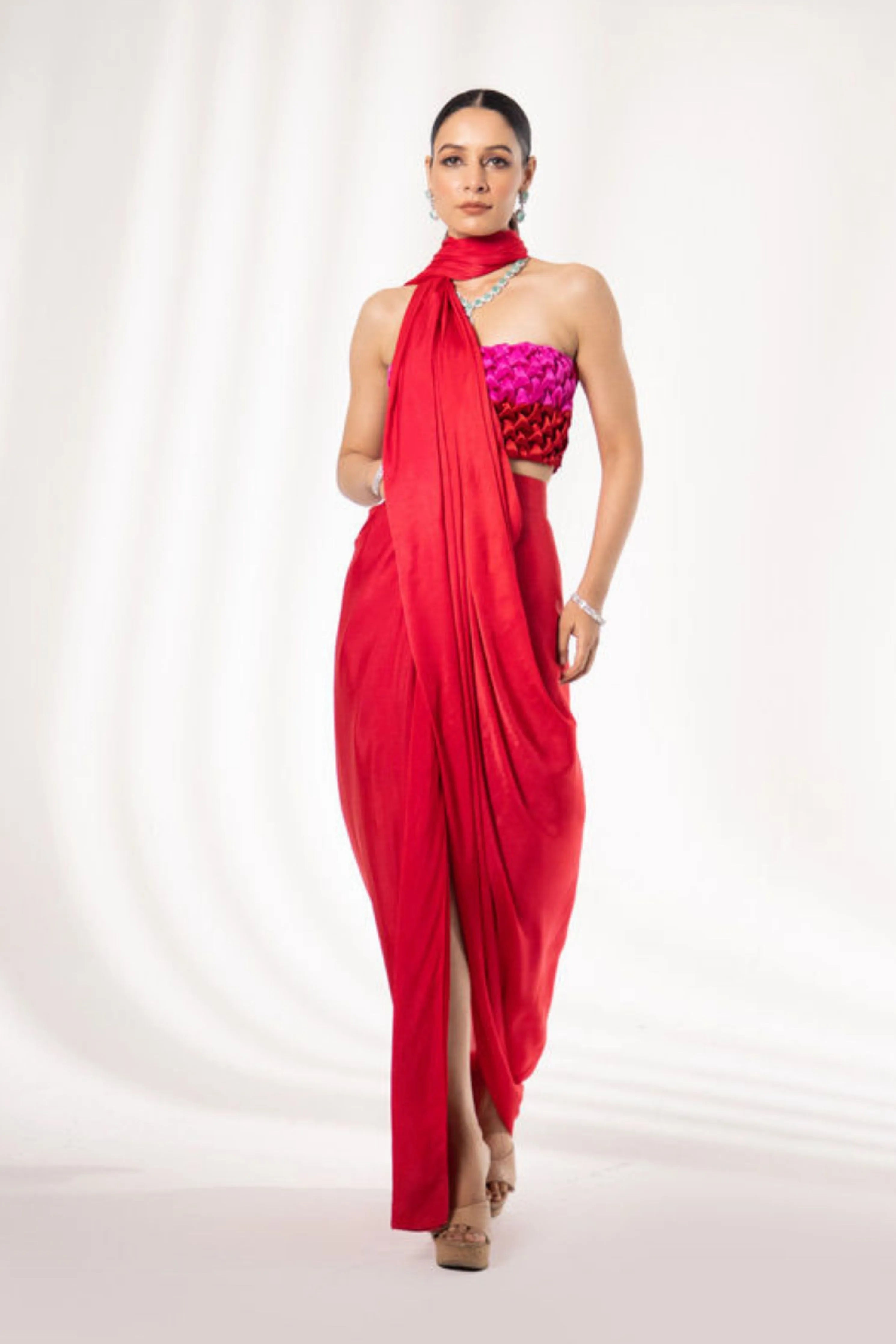 Onyx Smocked Bustier with saree