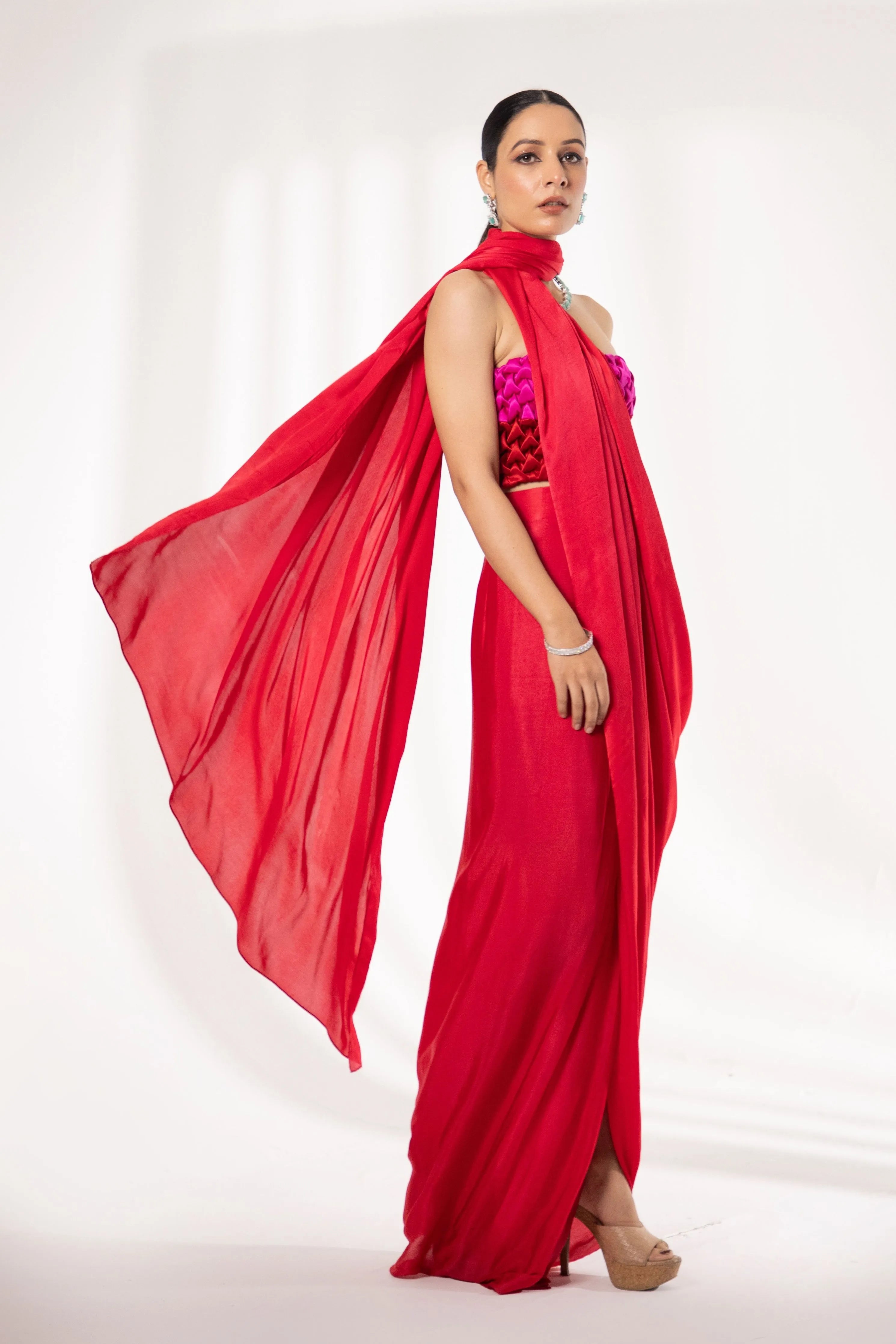 Onyx Smocked Bustier with saree