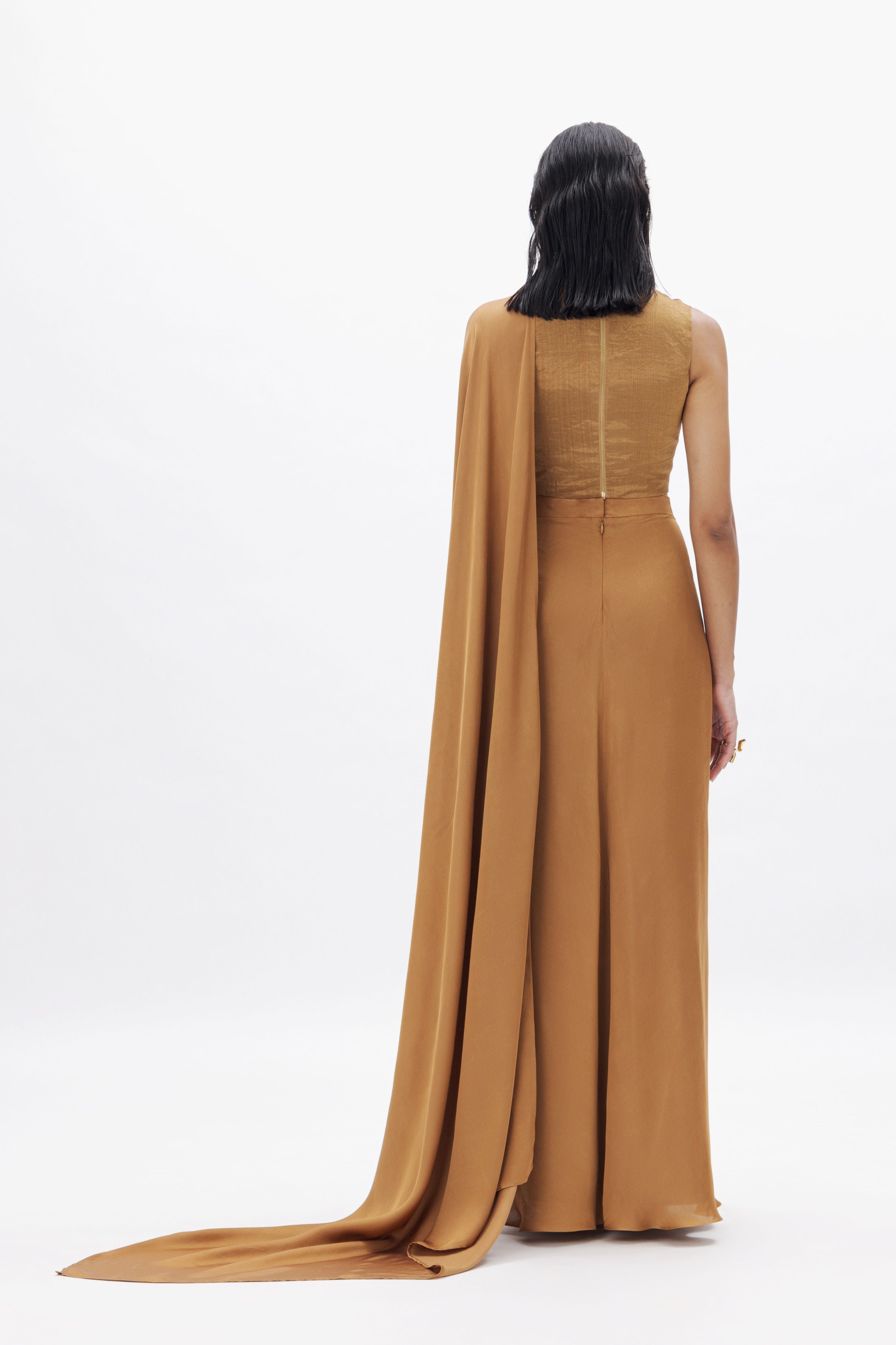 Jasmine Draped Saree In Gold