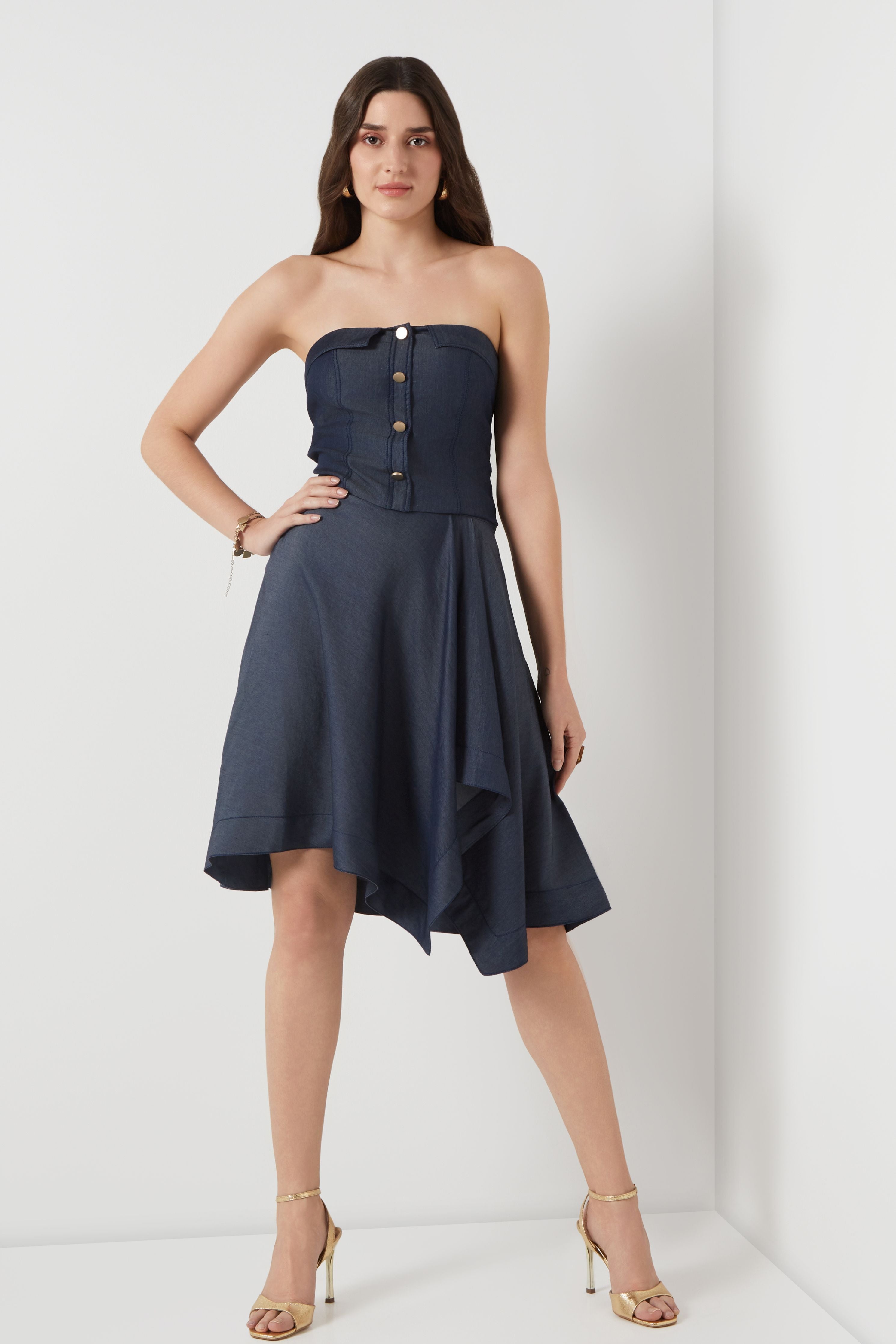 Tencel Denim Panelled Bustier