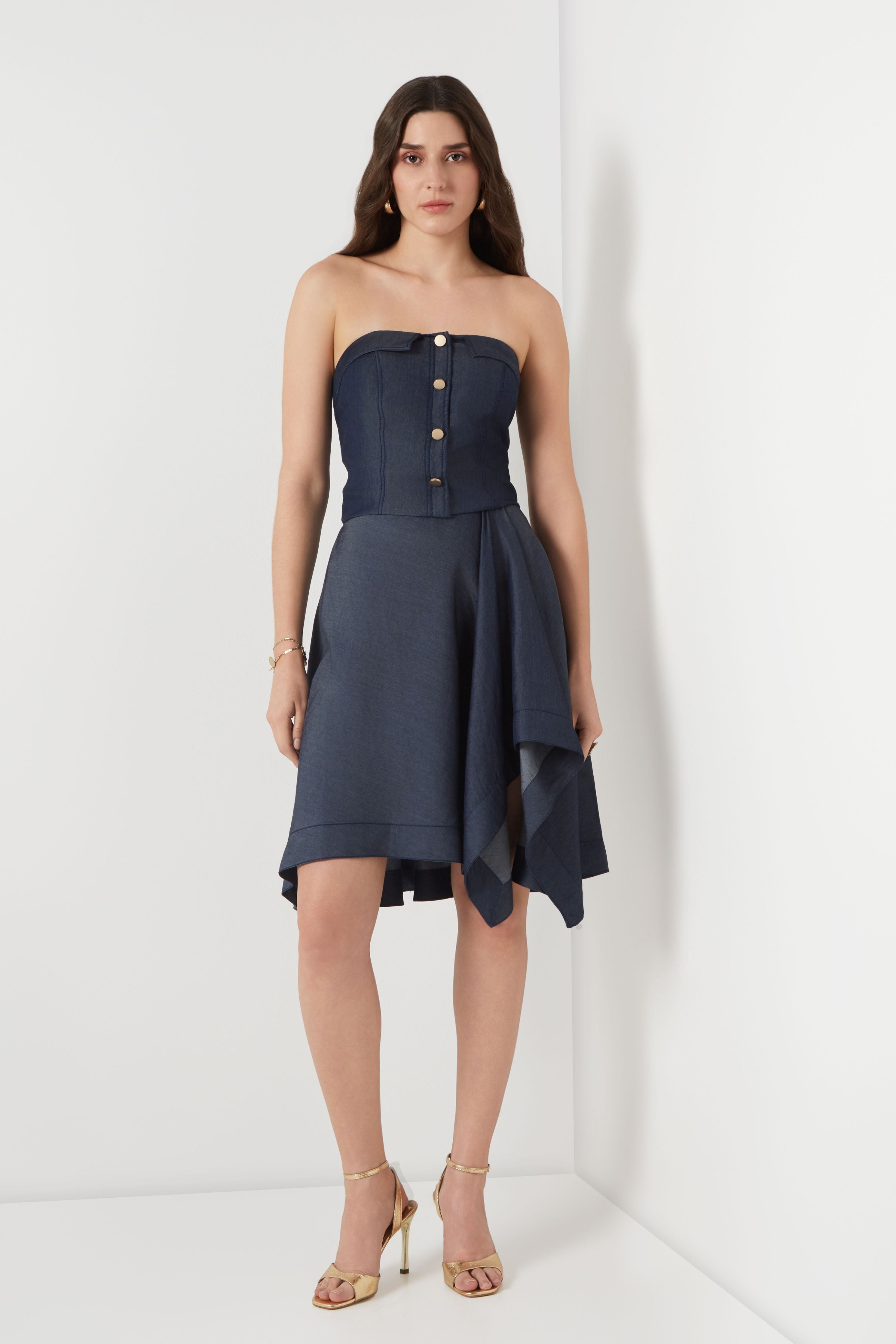 Tencel Denim Panelled Bustier