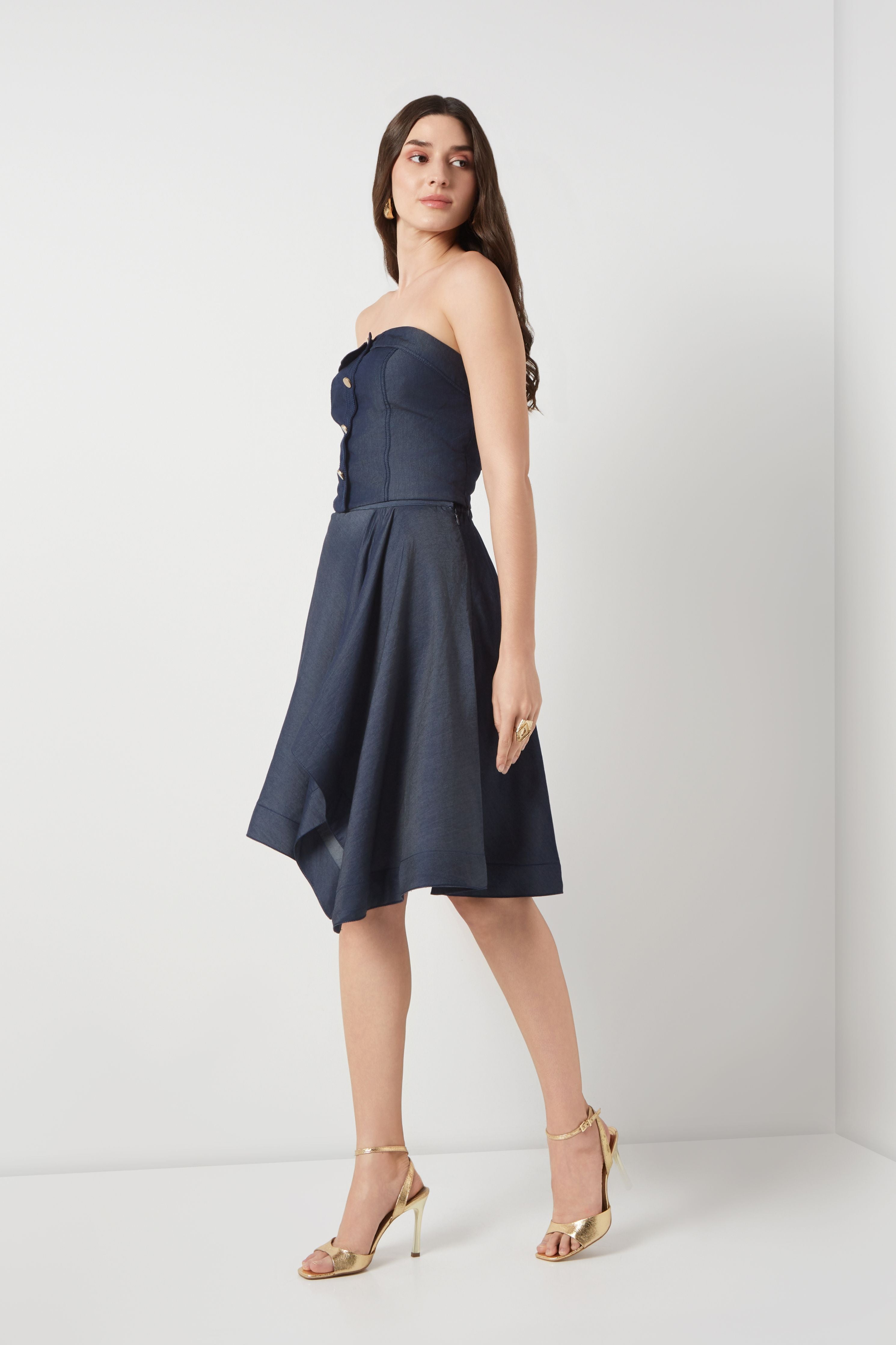 Tencel Denim Panelled Bustier