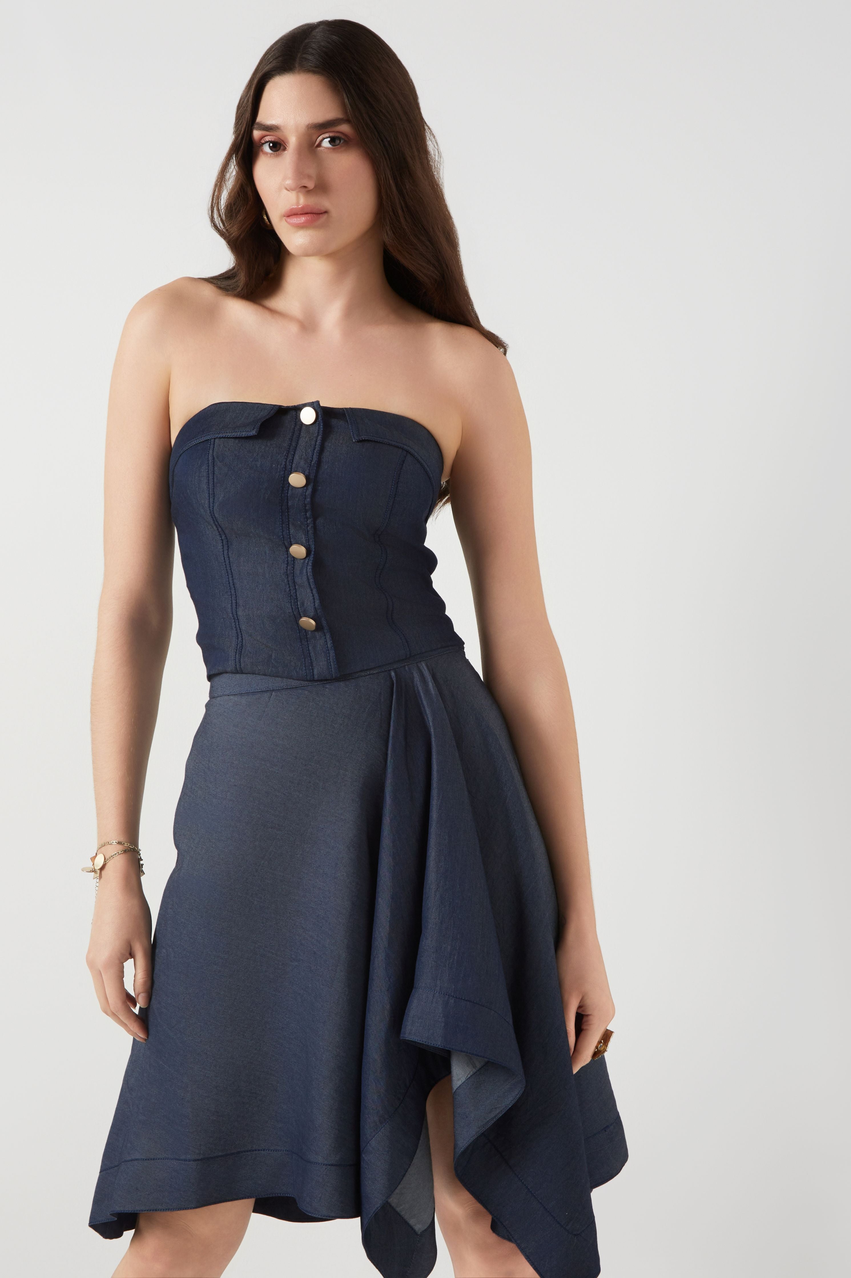 Tencel Denim Panelled Bustier