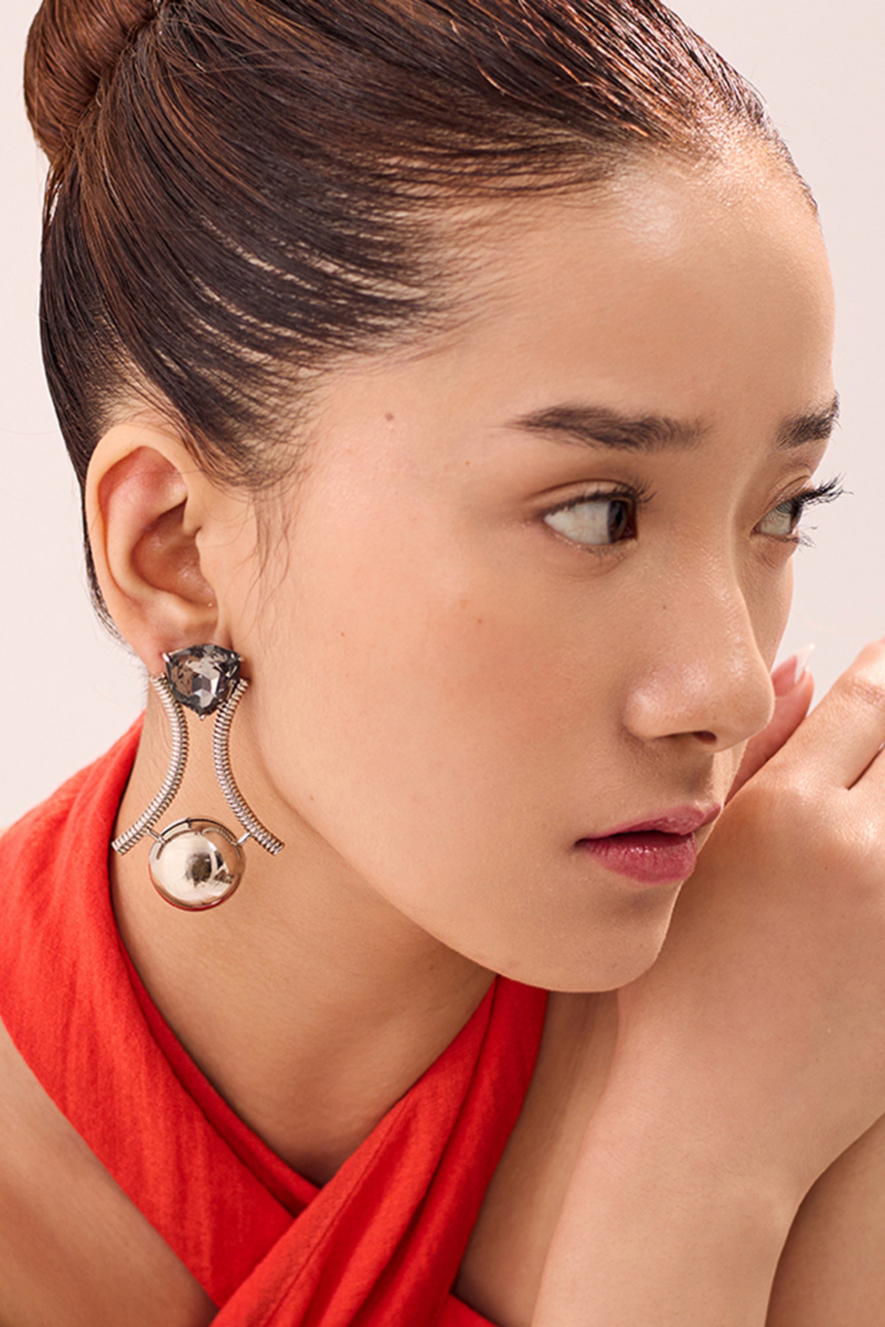 Silver Aster Gemstone Earrings