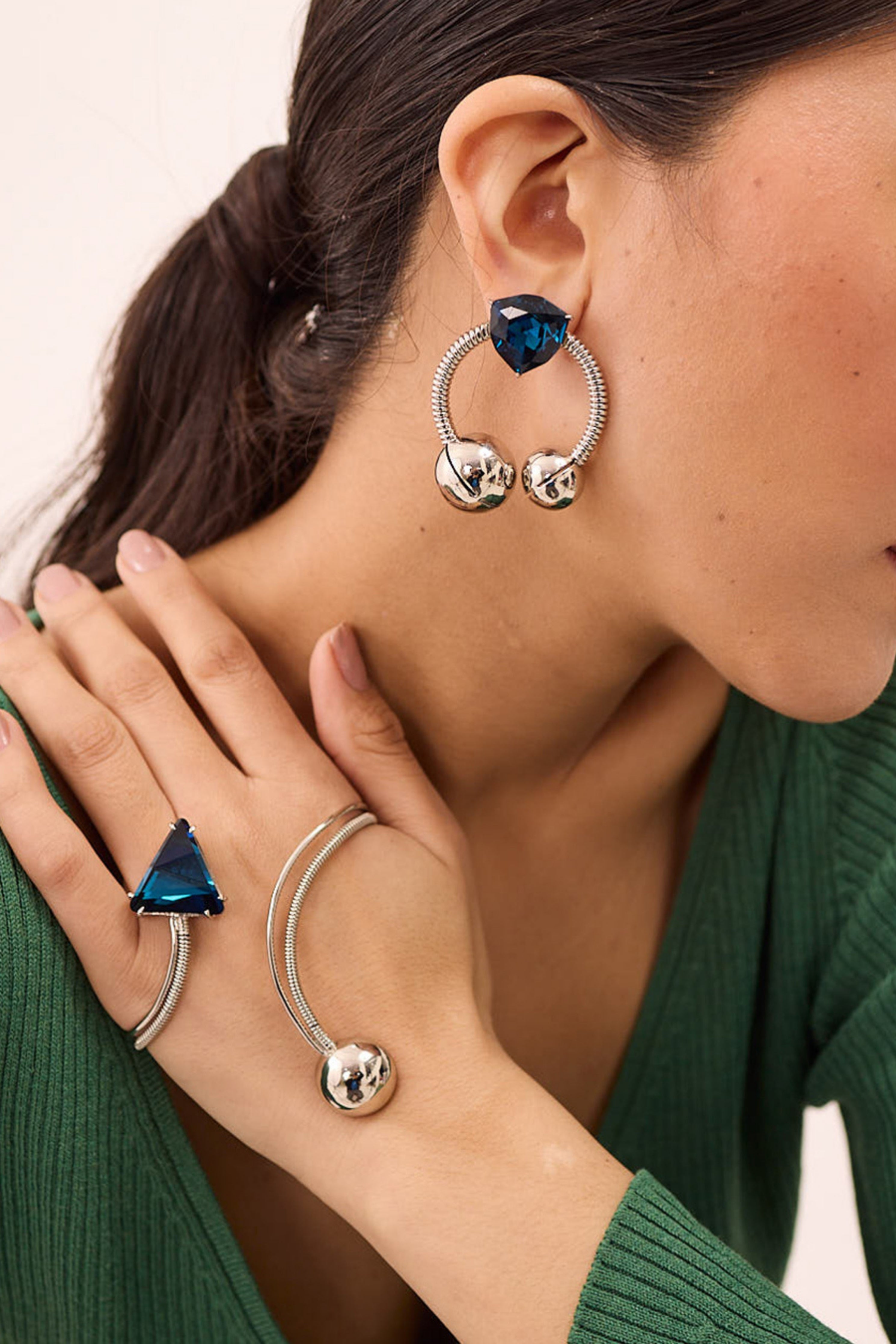 Silver Azalea Gemstone Earrings