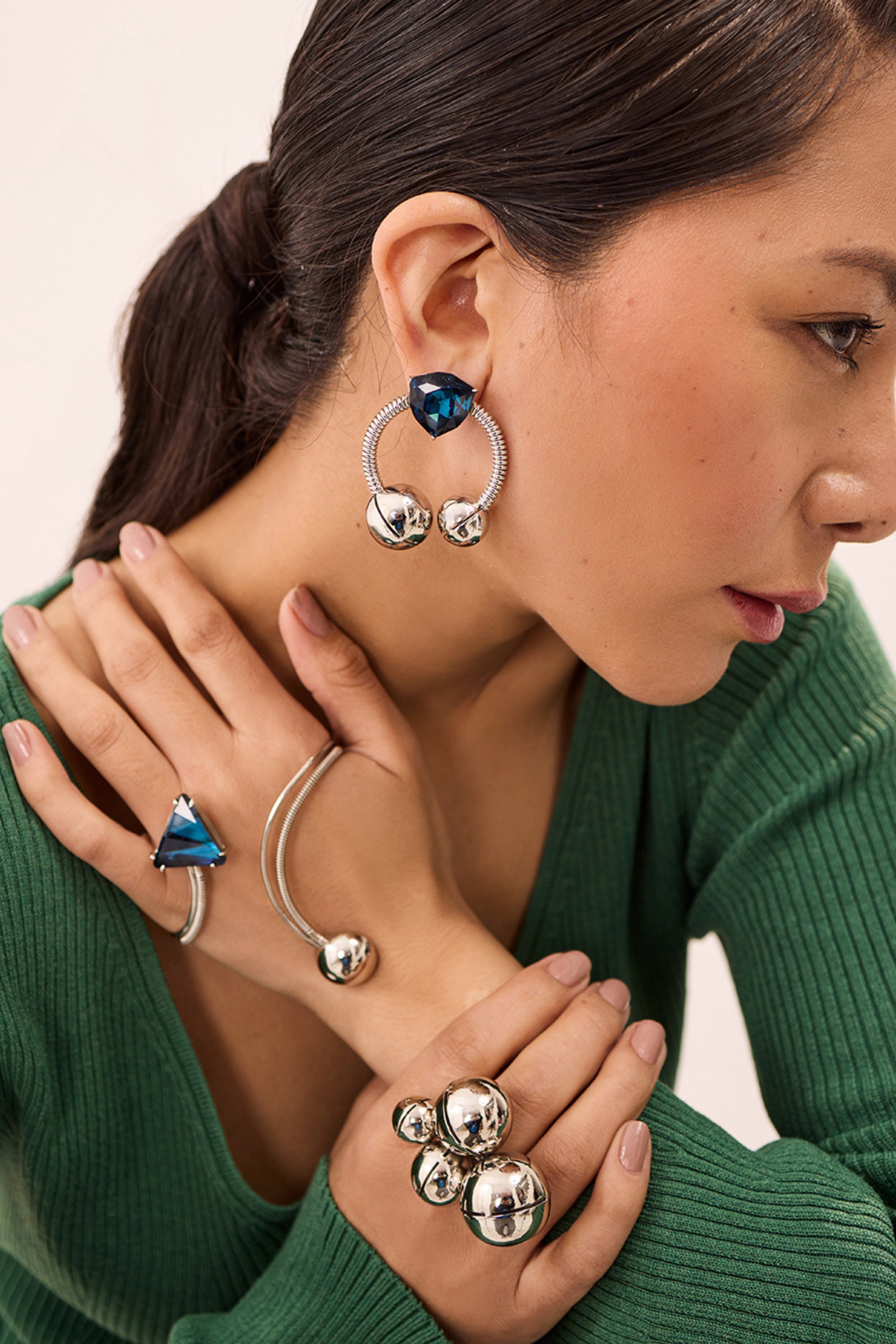 Silver Azalea Gemstone Earrings