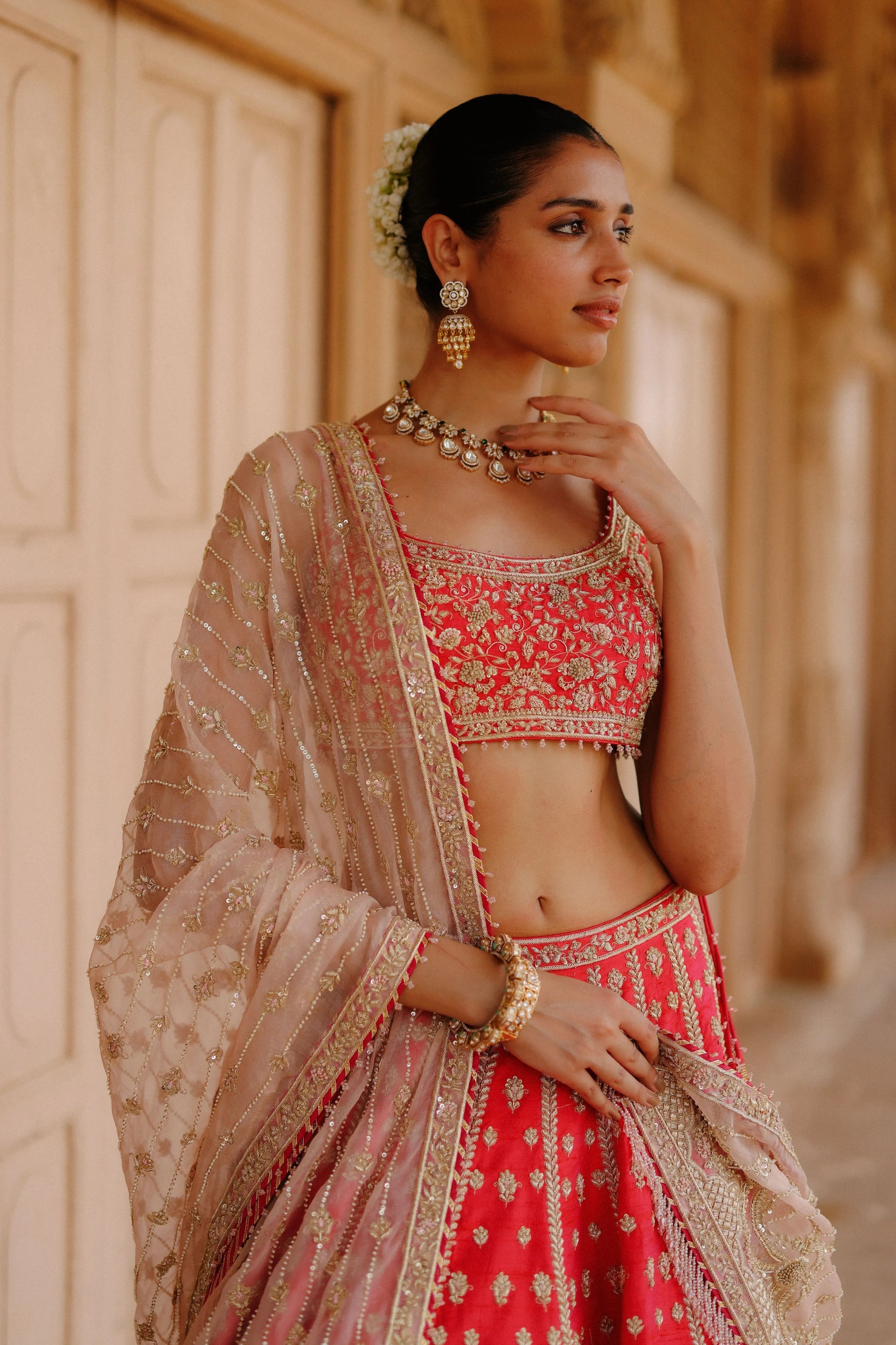 Noorbano  Hot Pink Lehenga Set with Blouse & Dupatta