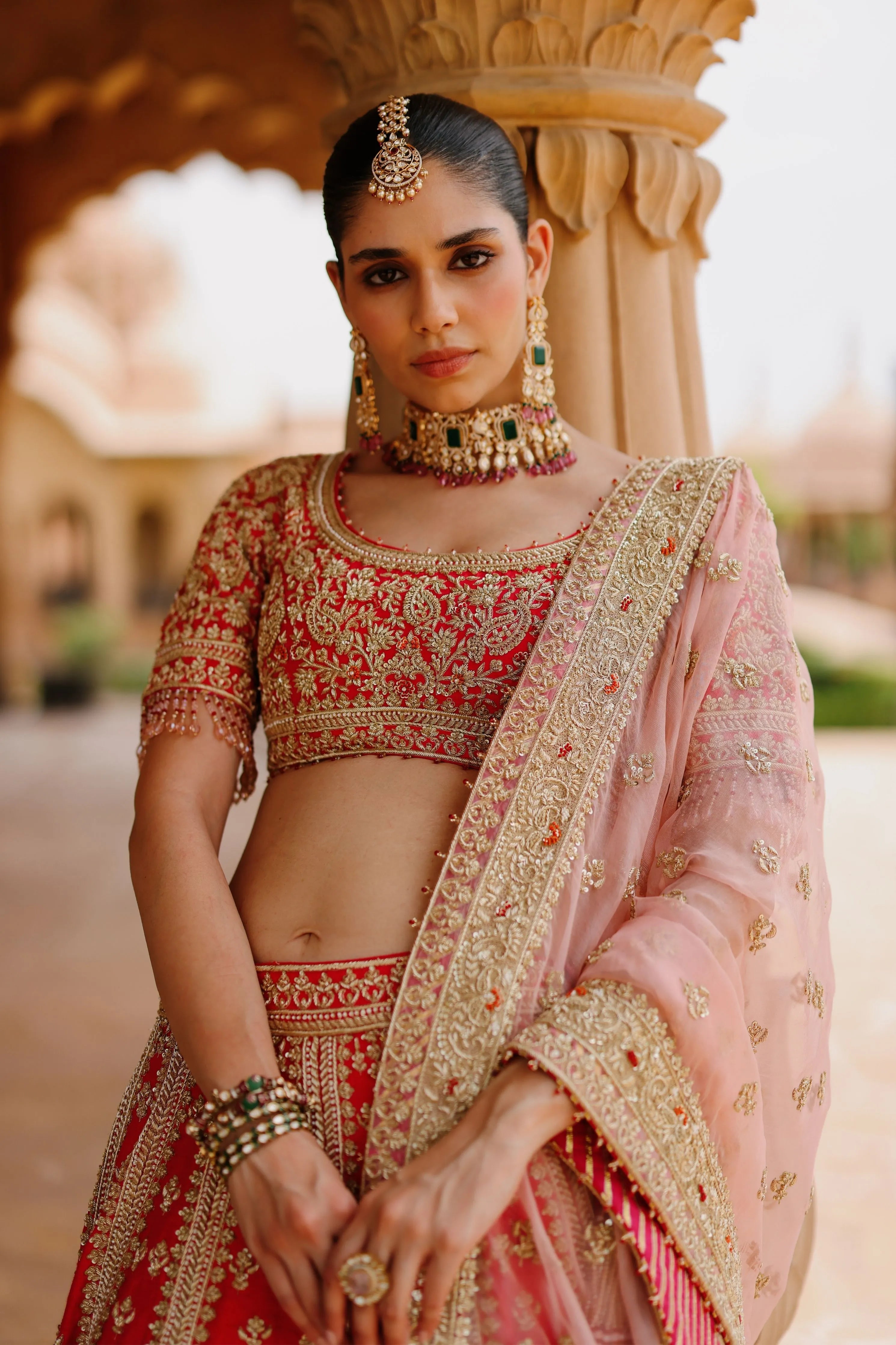 Nusrat  Hot Pink KaliinKali Lehenga Set with Blouse & Dupatta