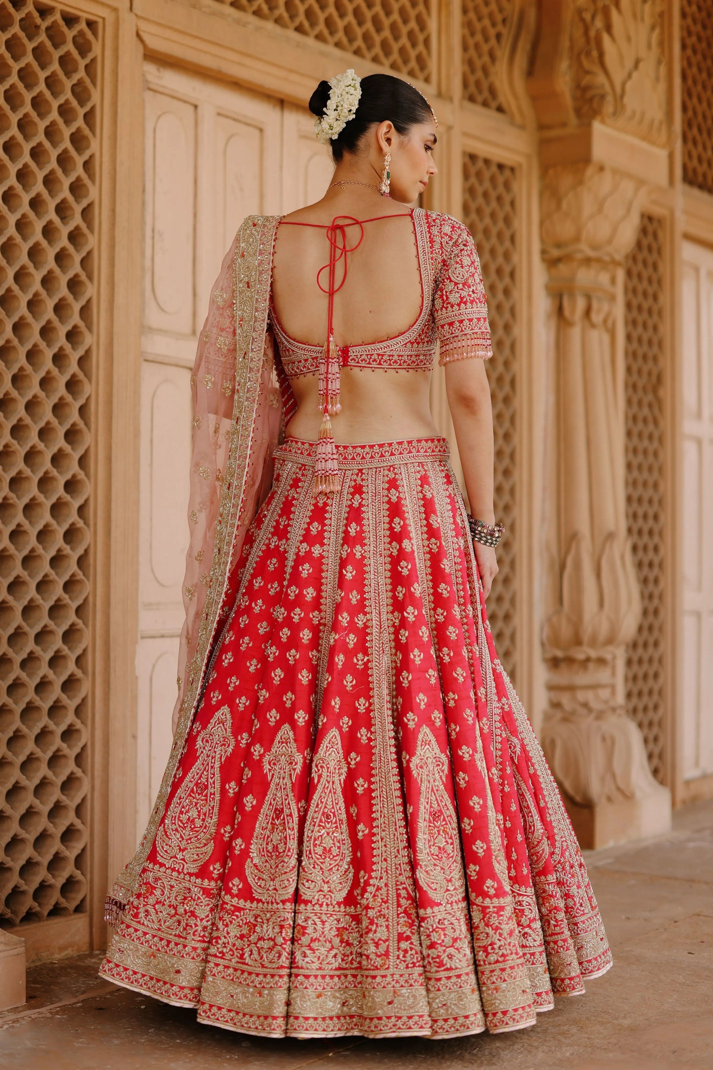 Nusrat  Hot Pink KaliinKali Lehenga Set with Blouse & Dupatta