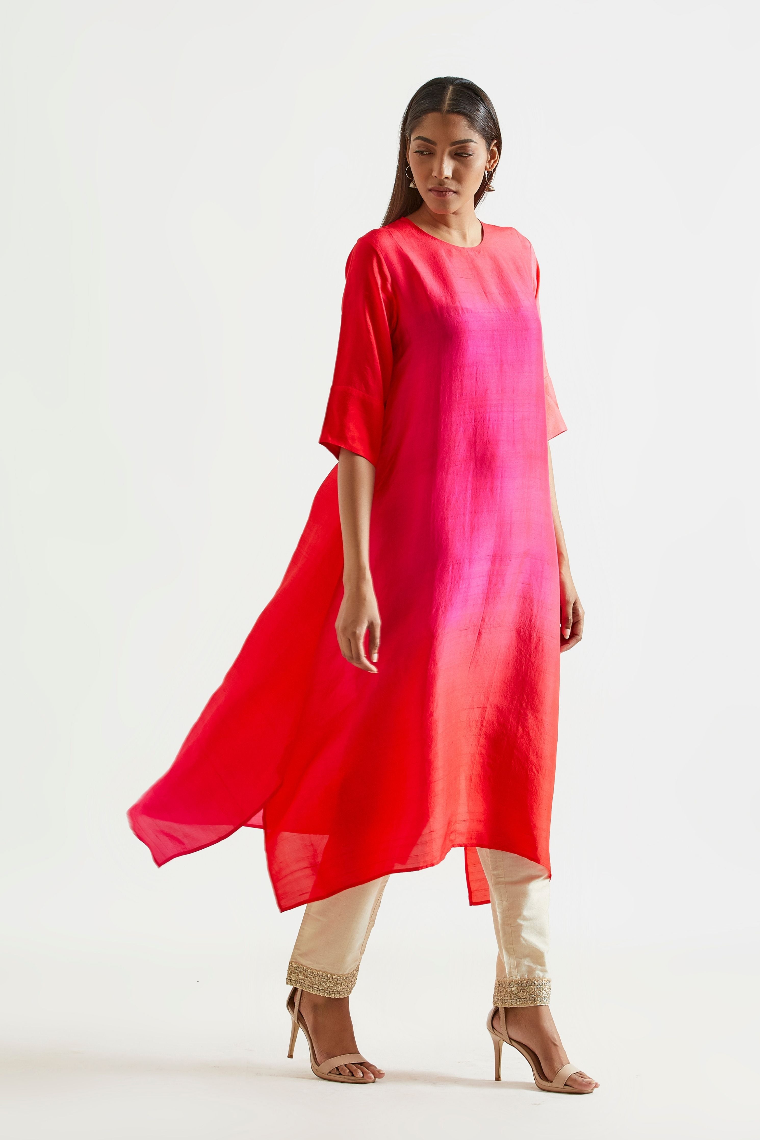 Fuschia Red Zari Kurta Set