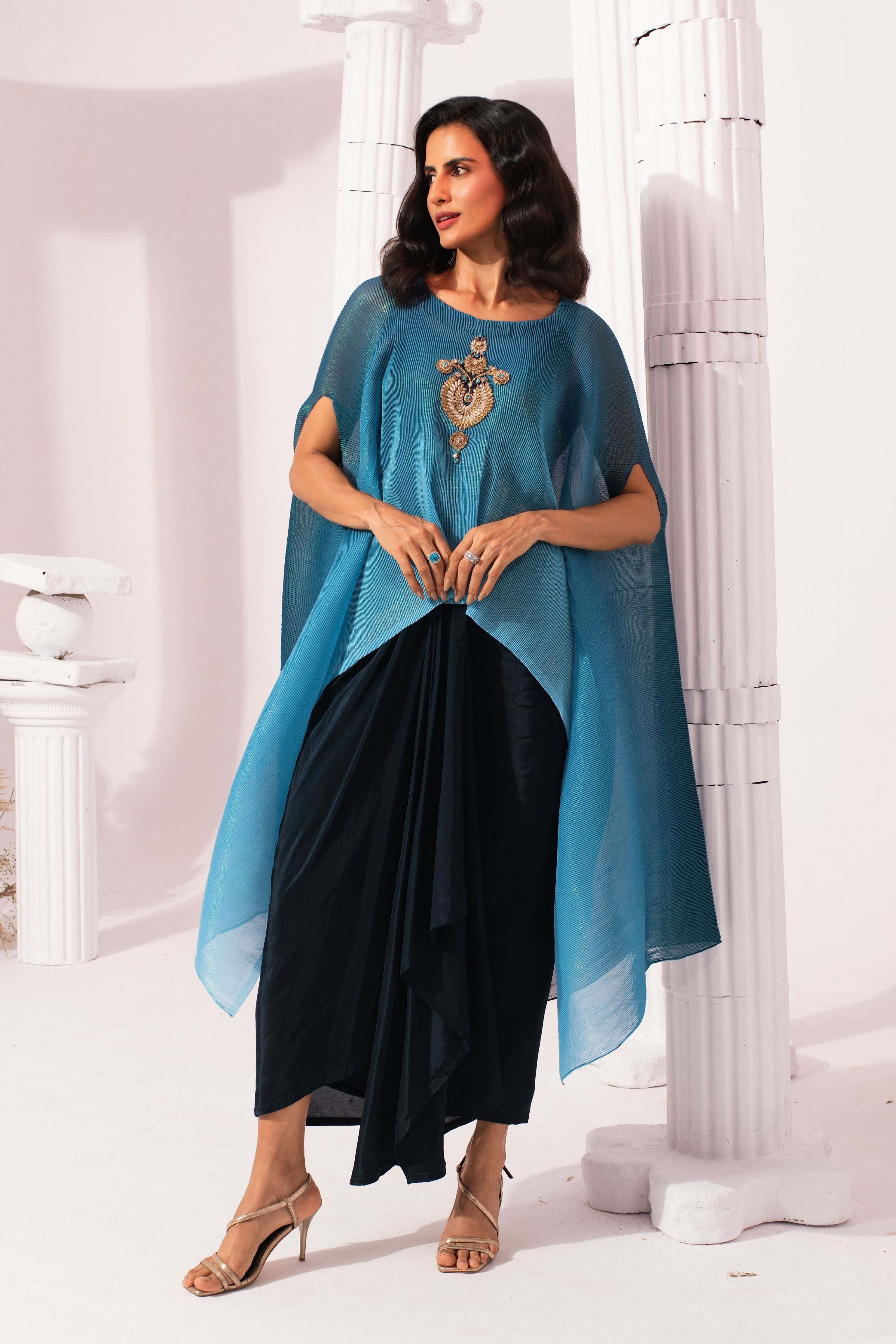 Ombre Ocean Blue Kaftan & Dhoti Set