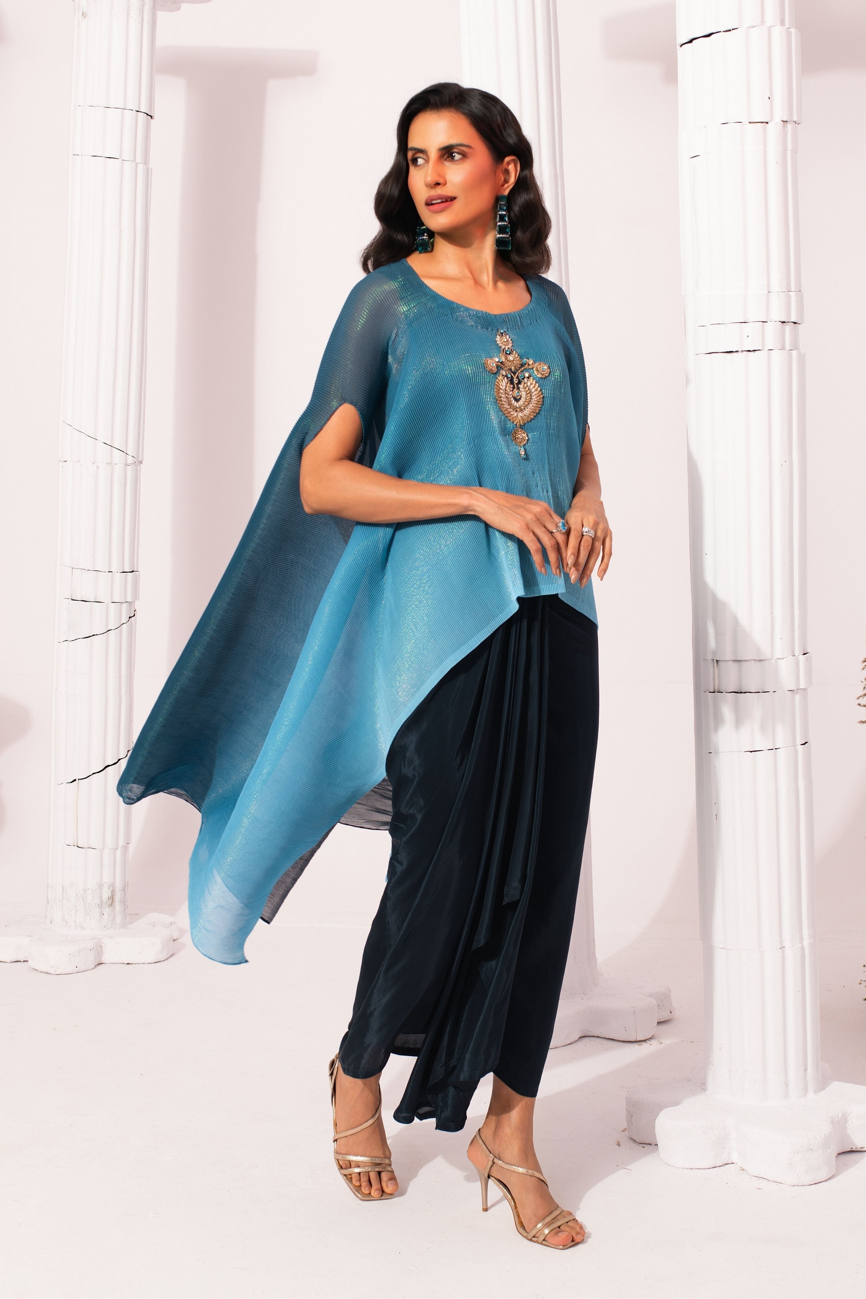 Ombre Ocean Blue Kaftan & Dhoti Set