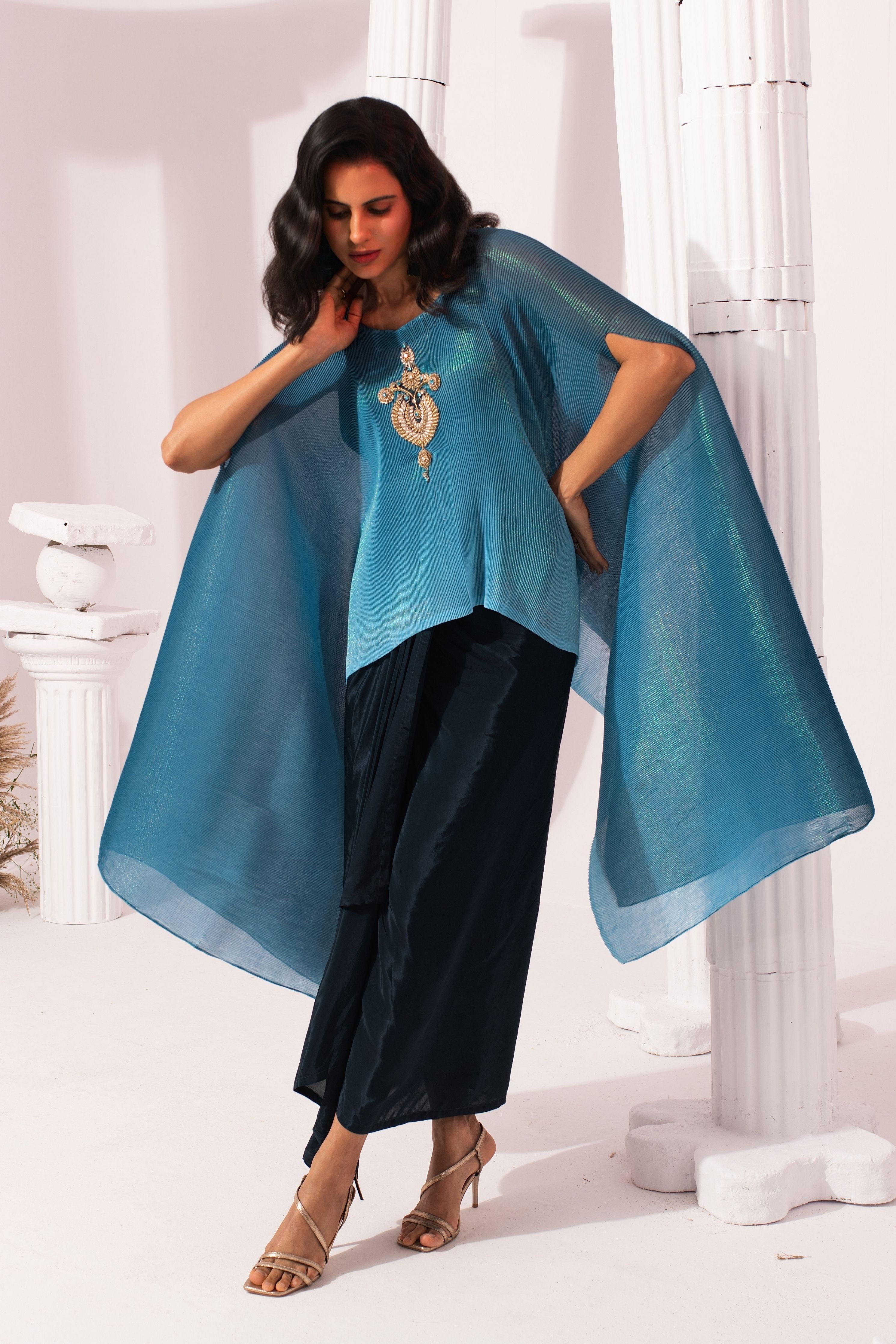Ombre Ocean Blue Kaftan & Dhoti Set