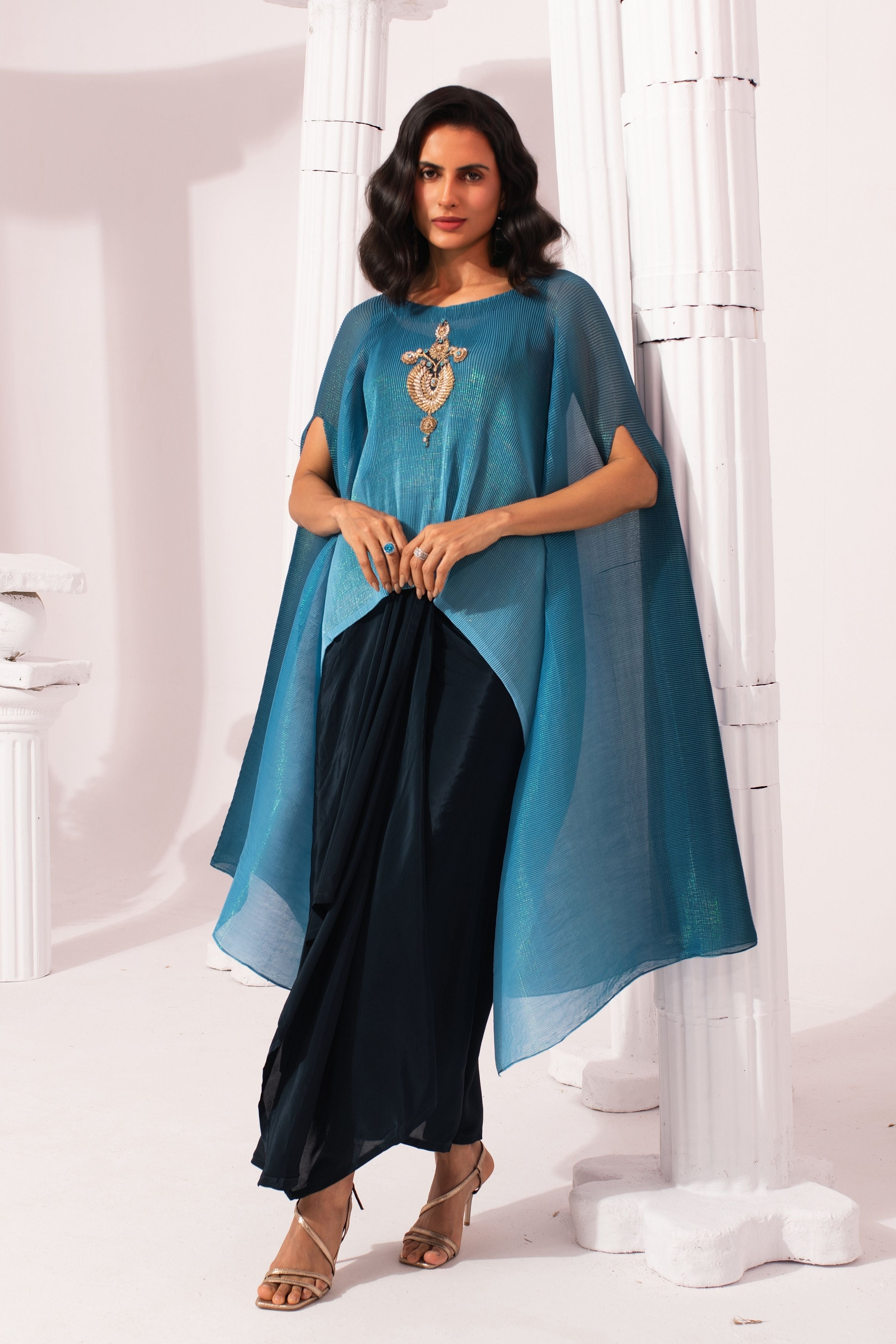 Ombre Ocean Blue Kaftan & Dhoti Set