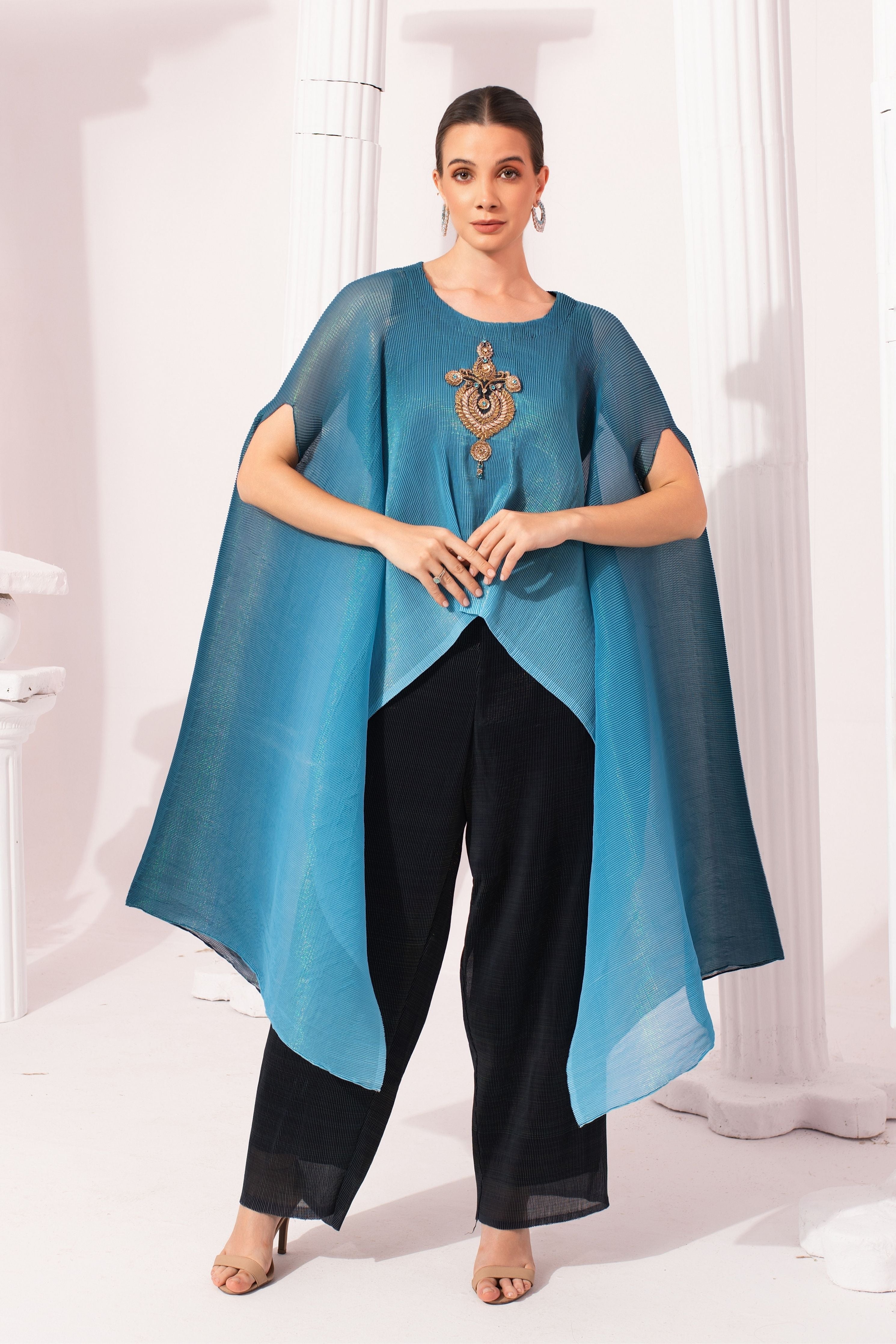 Ombre Ocean Blue Kaftan & Pant Set