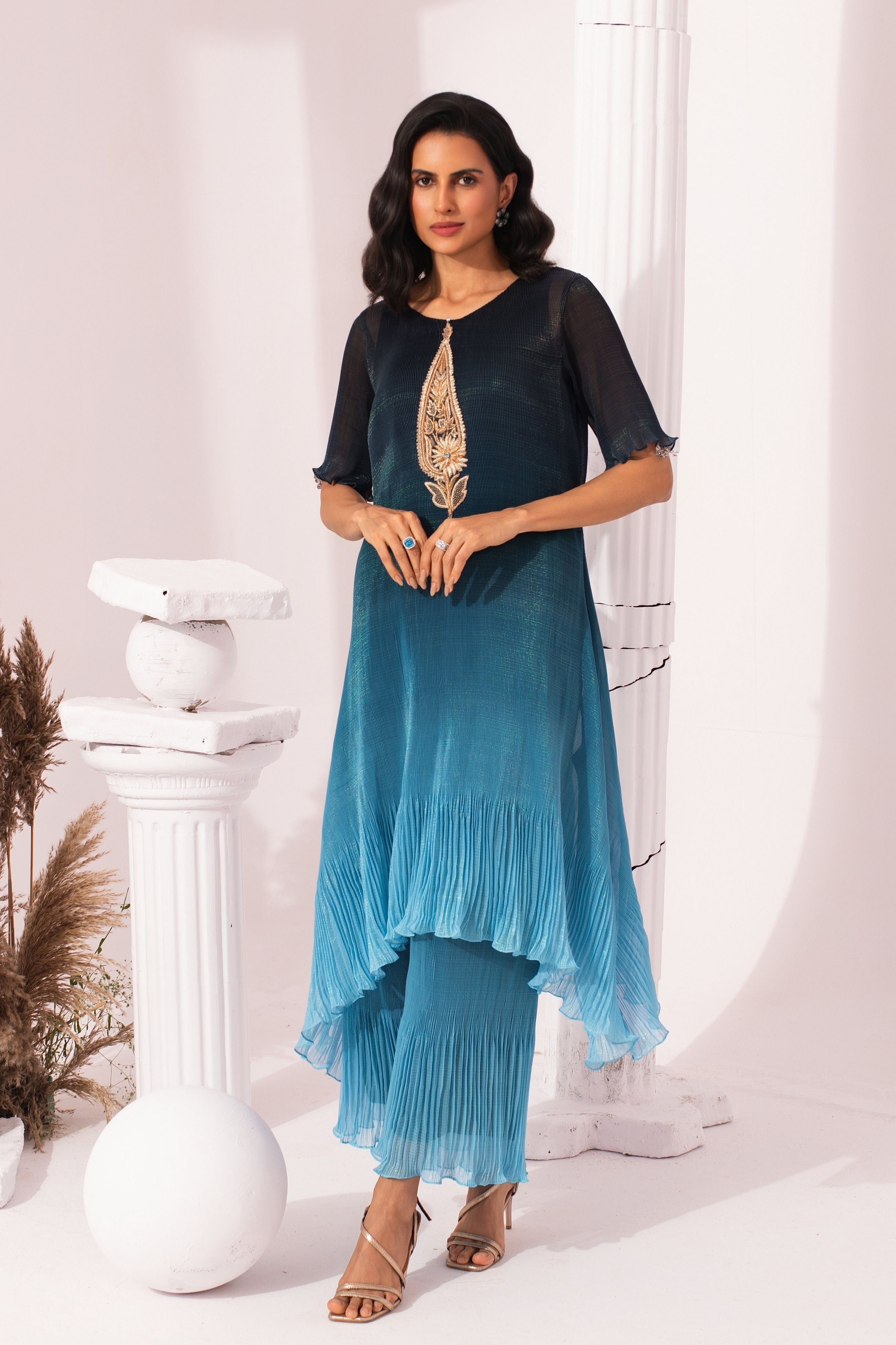 Ombre Ocean Blue Kurta Set
