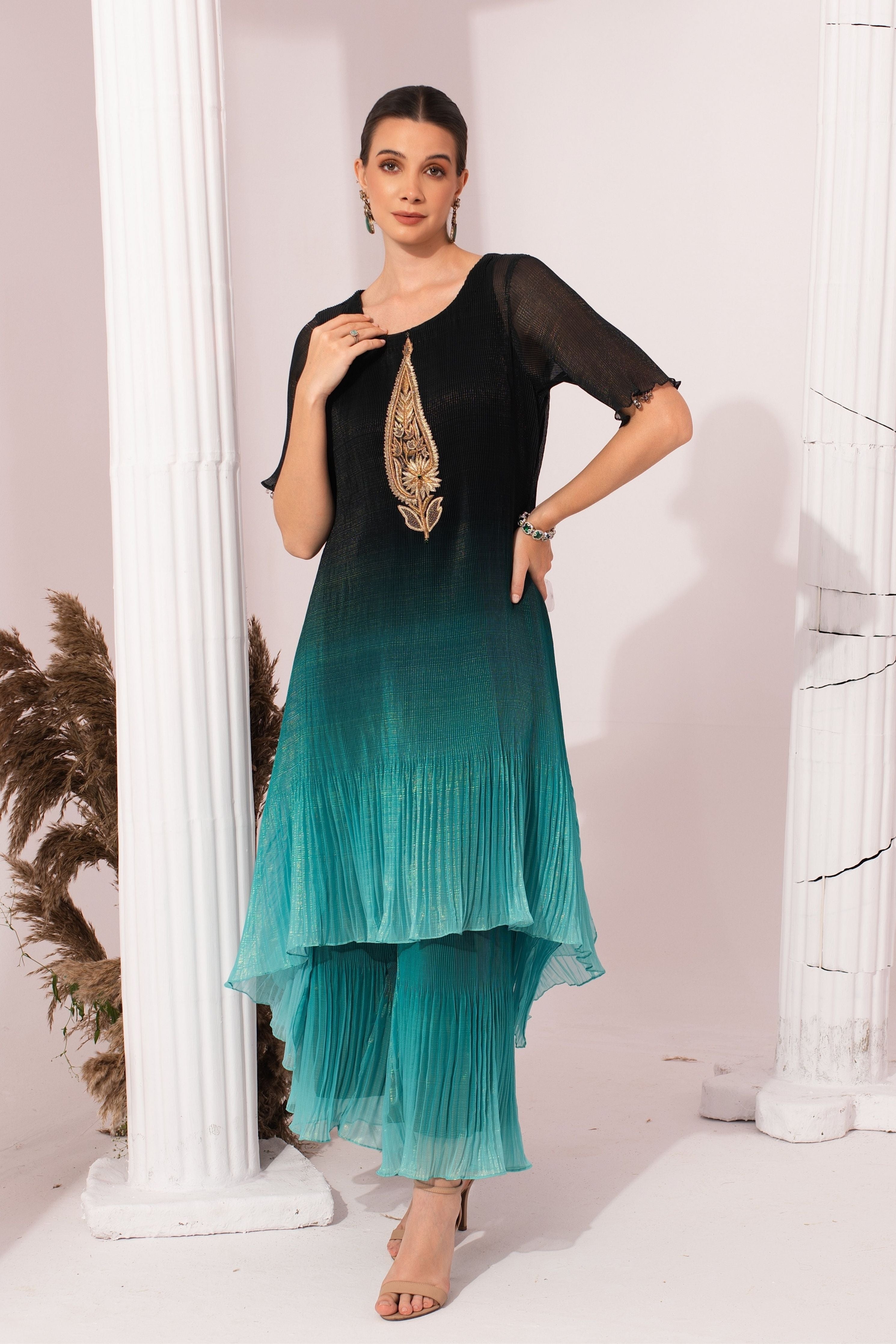 Ombre Sea Green Kurta Set