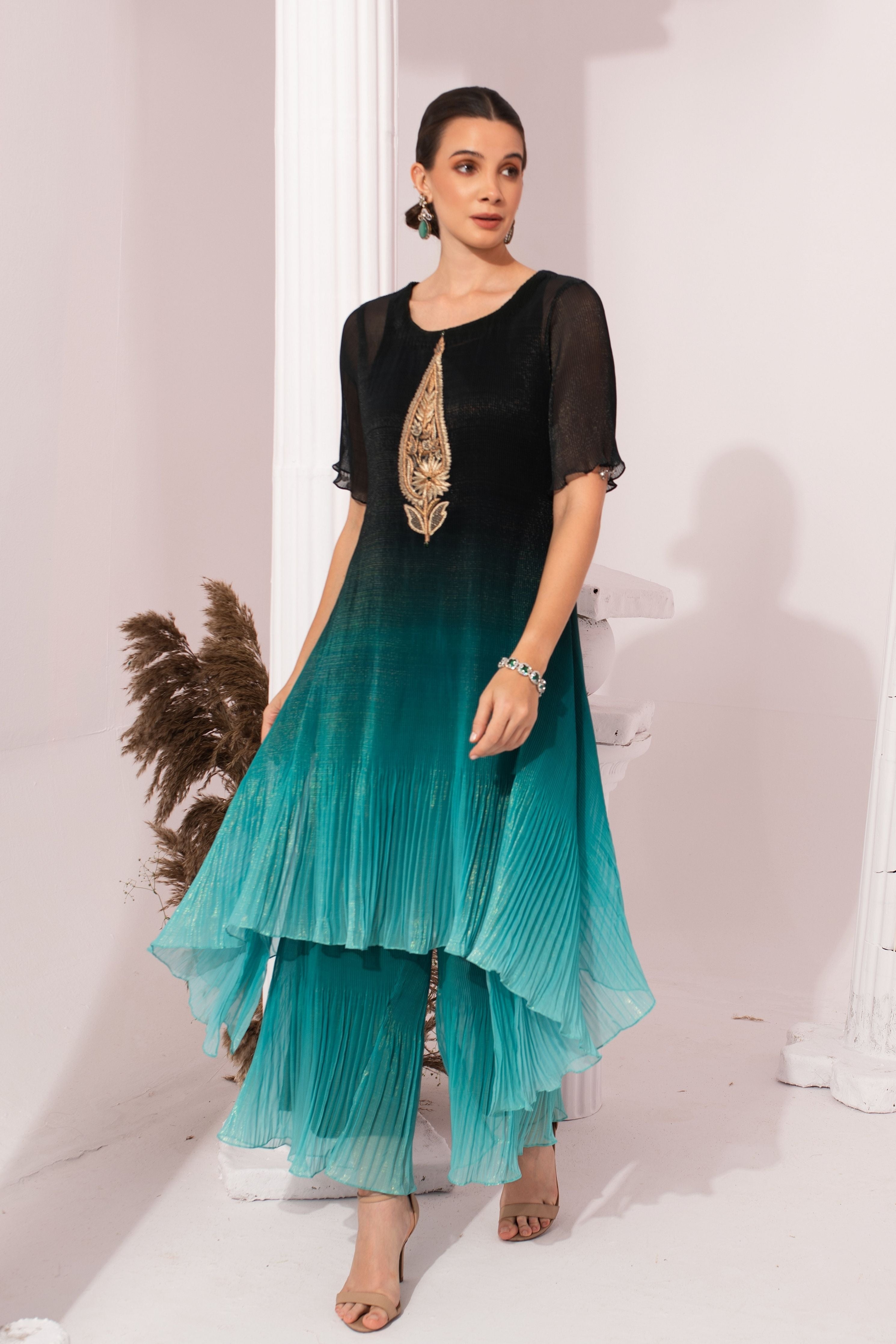 Ombre Sea Green Kurta Set