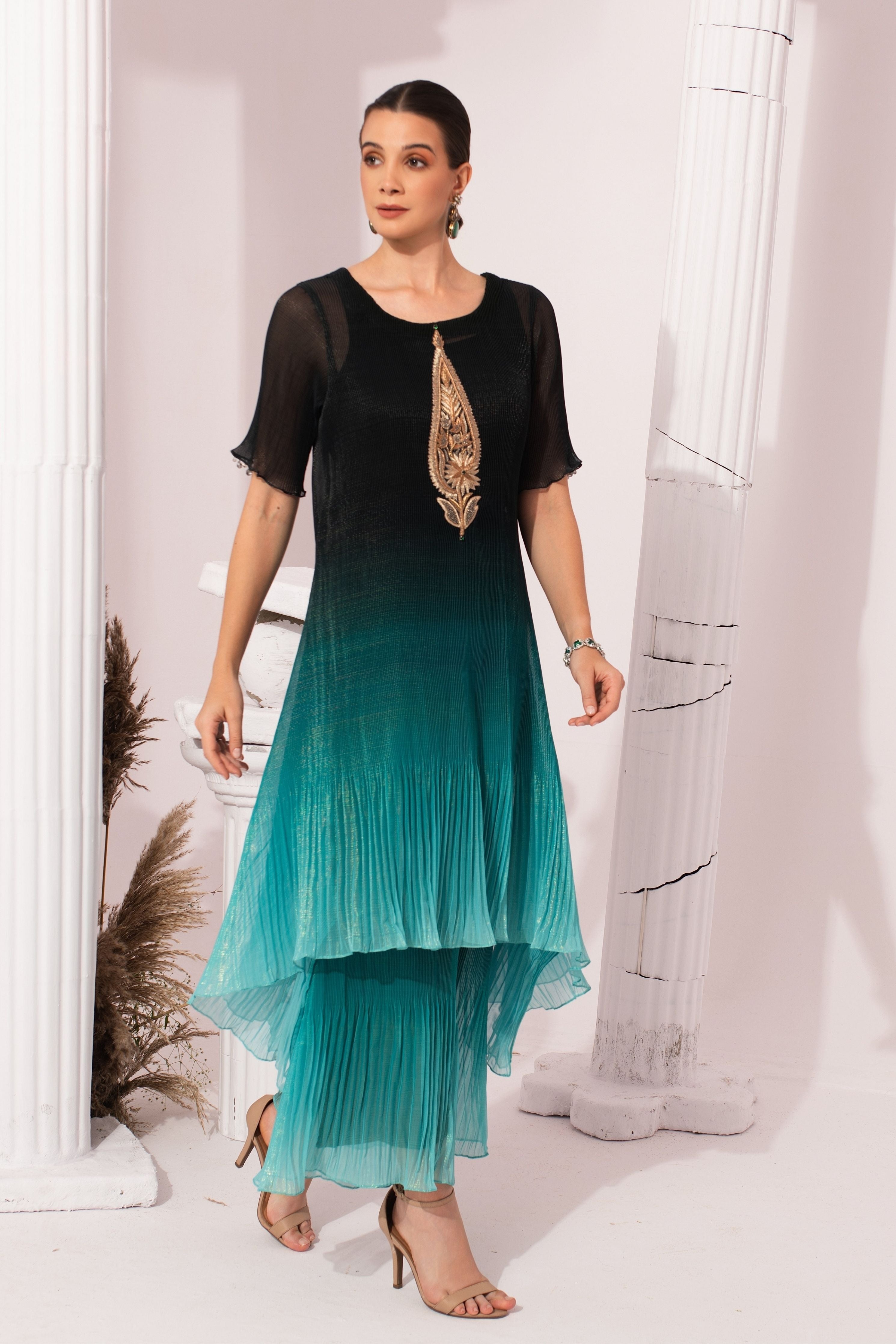 Ombre Sea Green Kurta Set