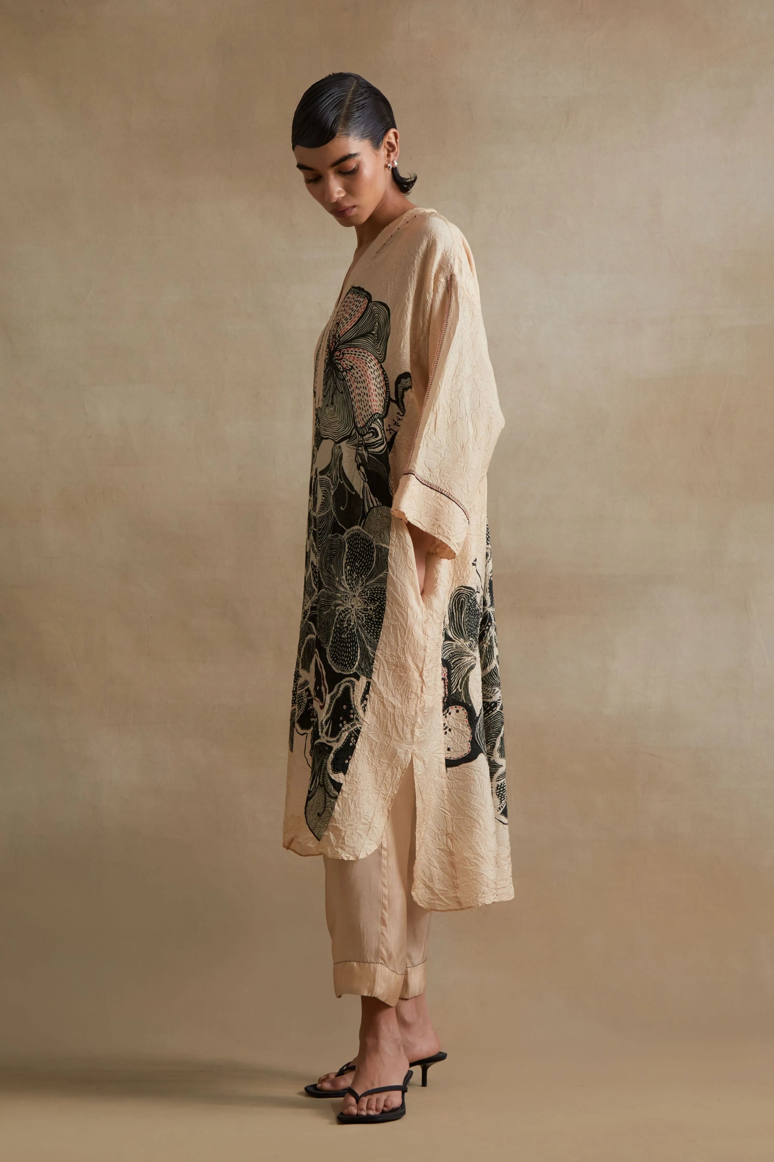 Clay Embroidered Floral Kurta Set