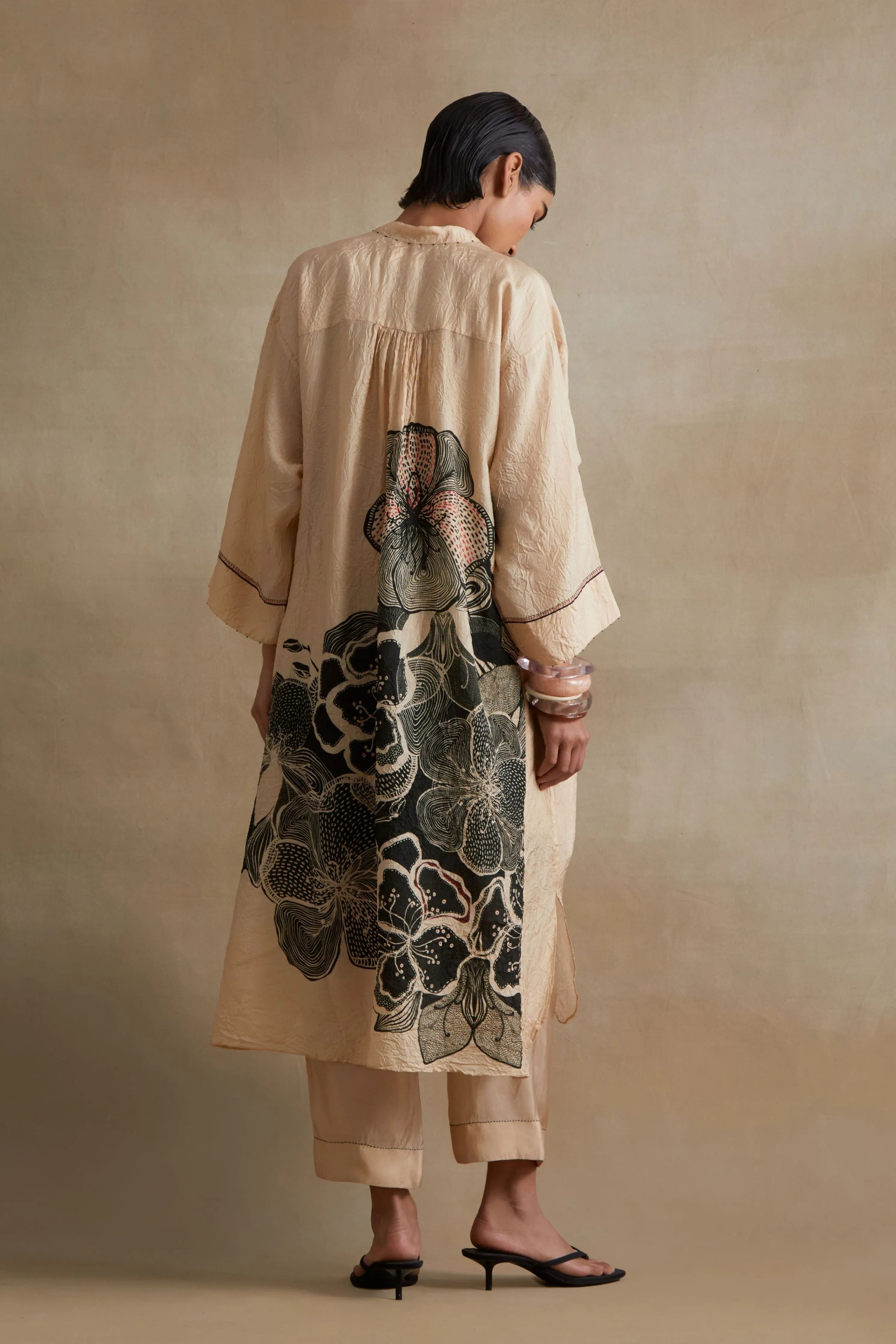 Clay Embroidered Floral Kurta Set