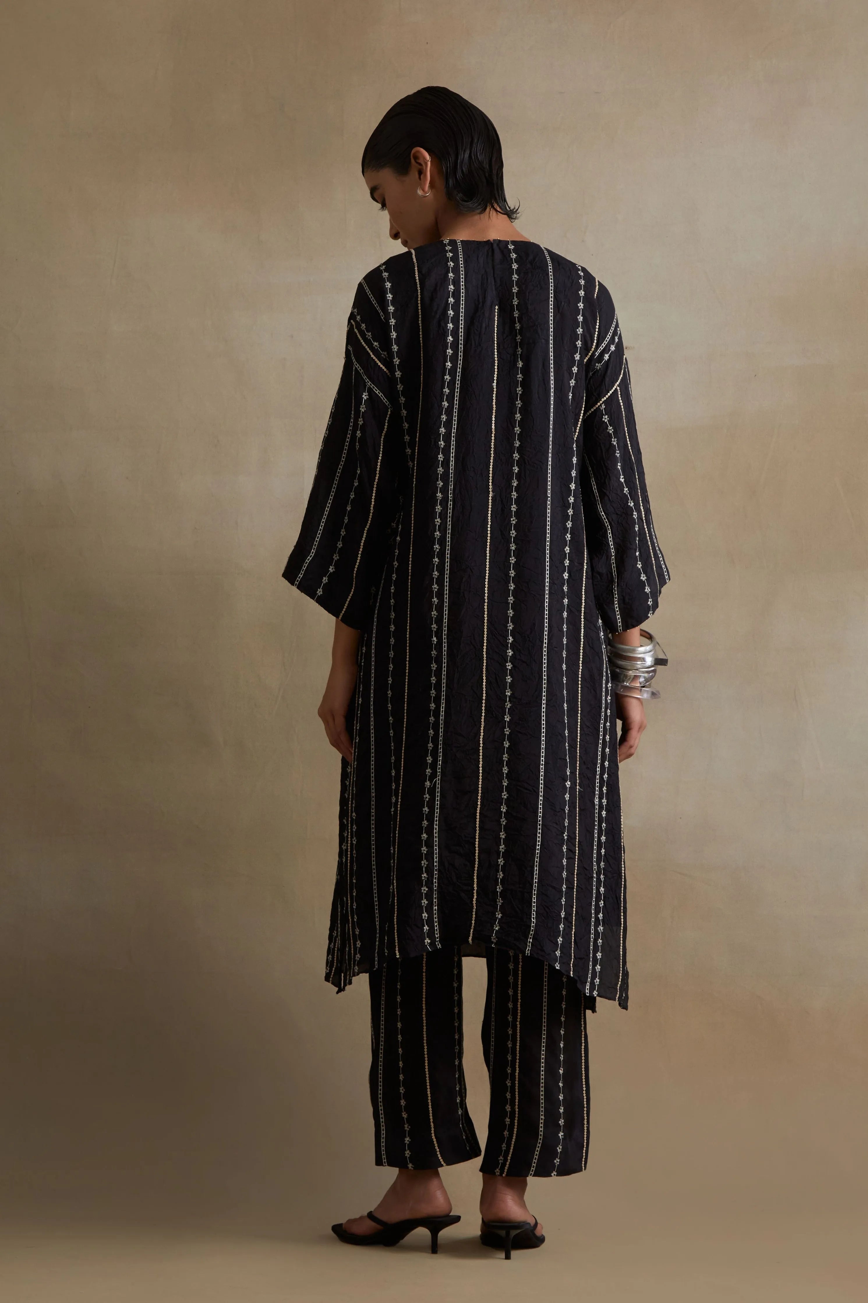 Black Beaded Embroidered Kurta Set