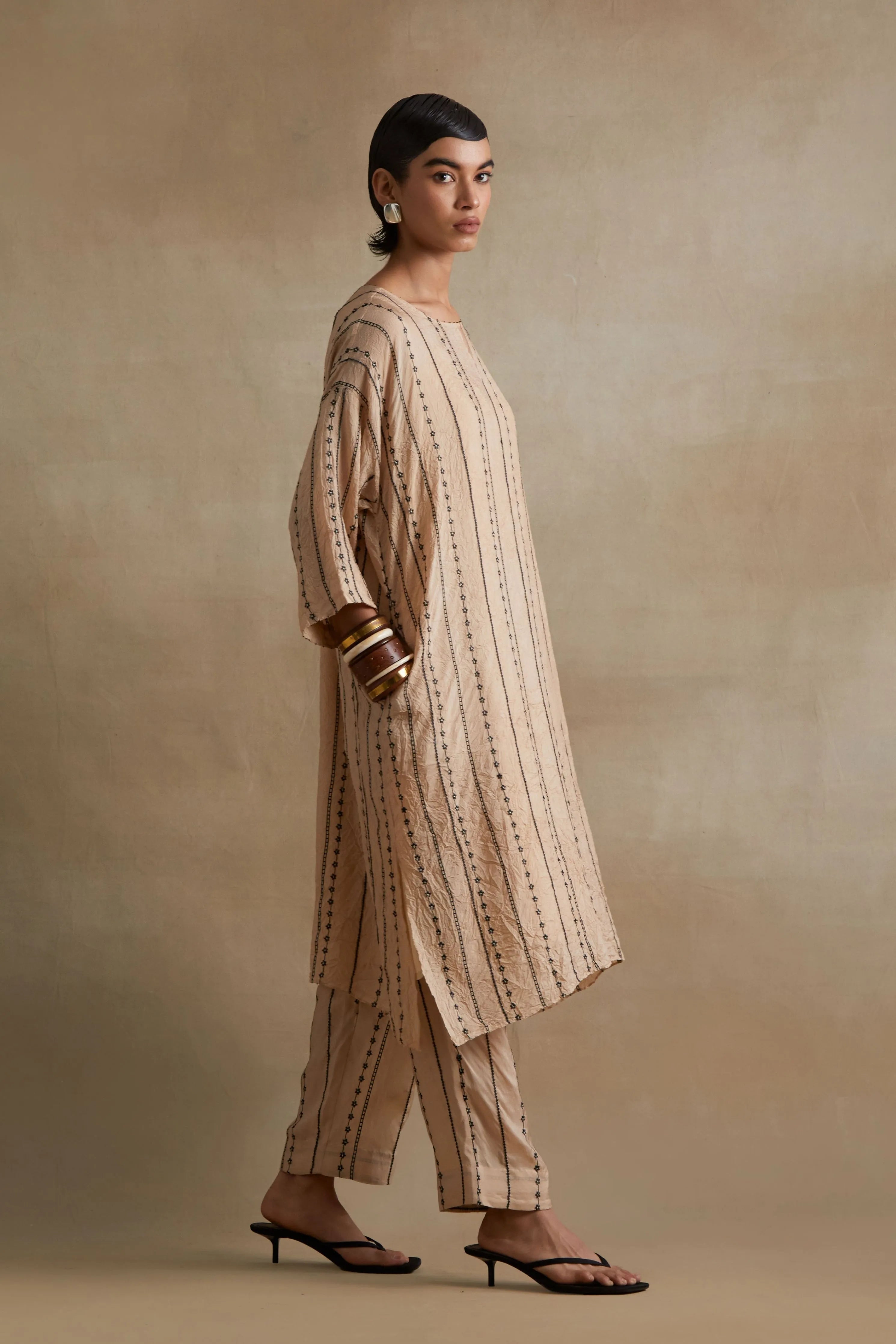 Clay Beaded Embroidered Kurta Set