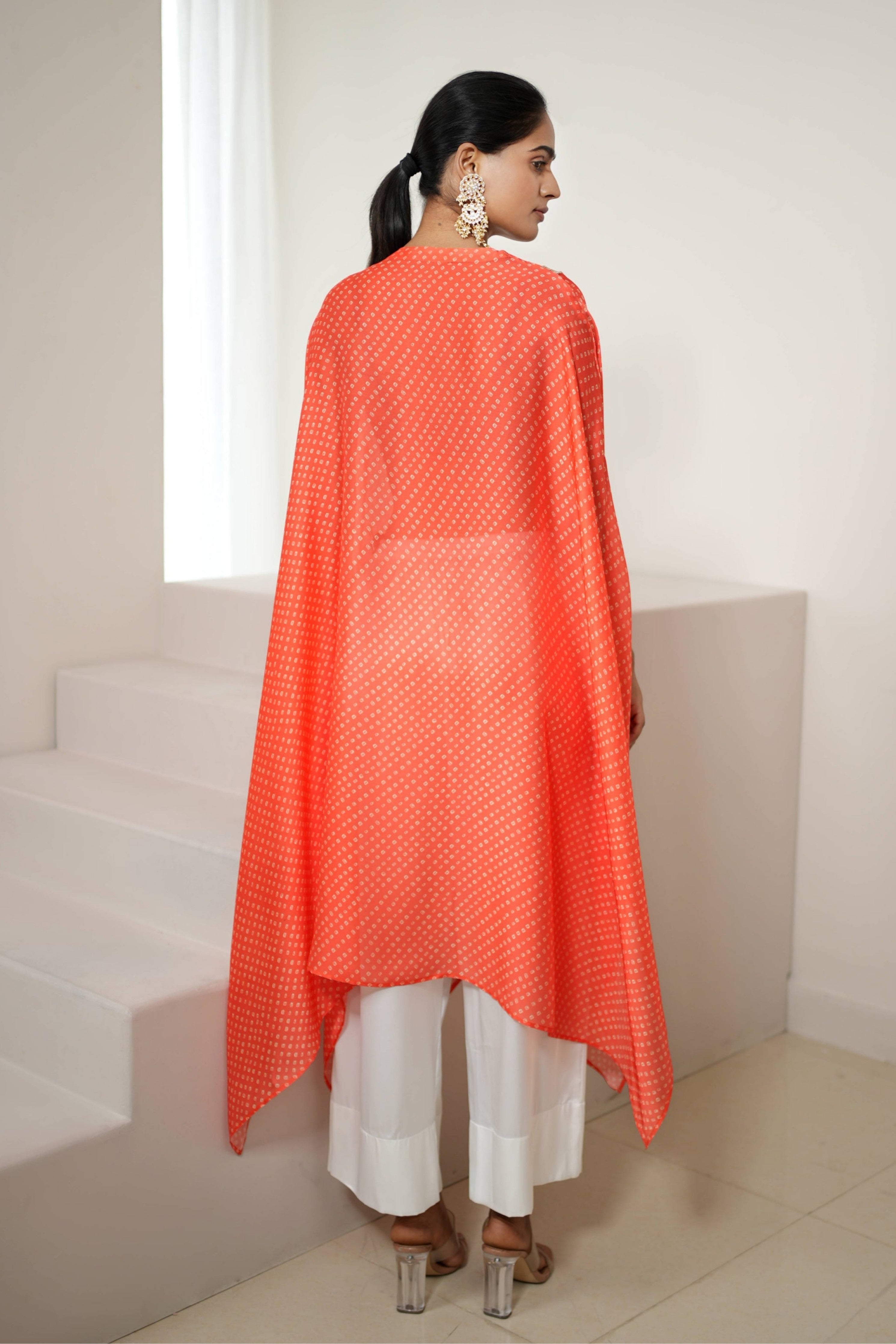 Orange Bandhej Kurta Set
