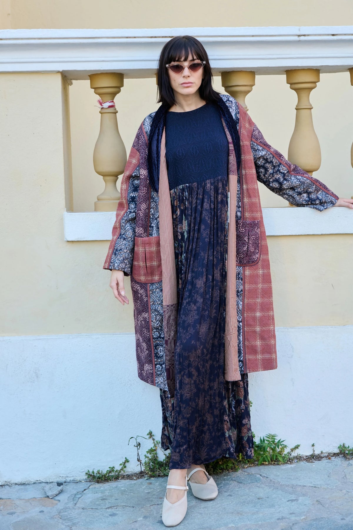 Multicolor Printed Cross-Stitch Duster