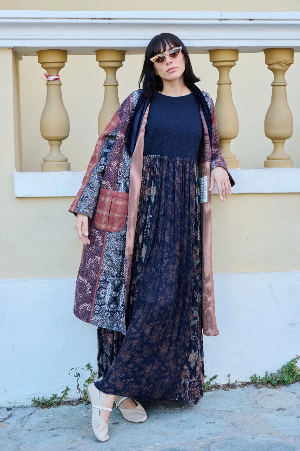 Multicolor Printed Cross-Stitch Duster