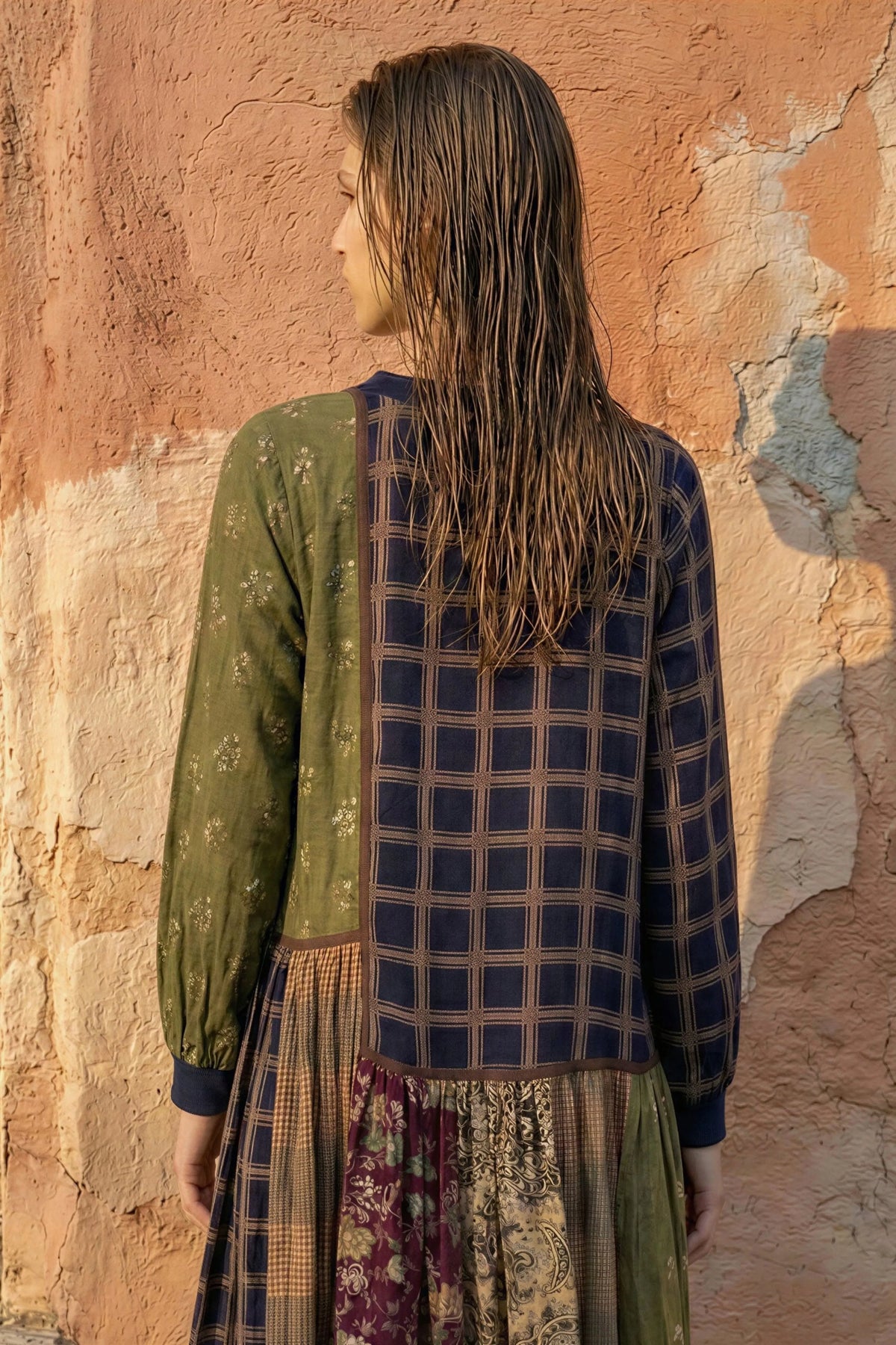 Multicolor Color-Block Printed Midi Dress