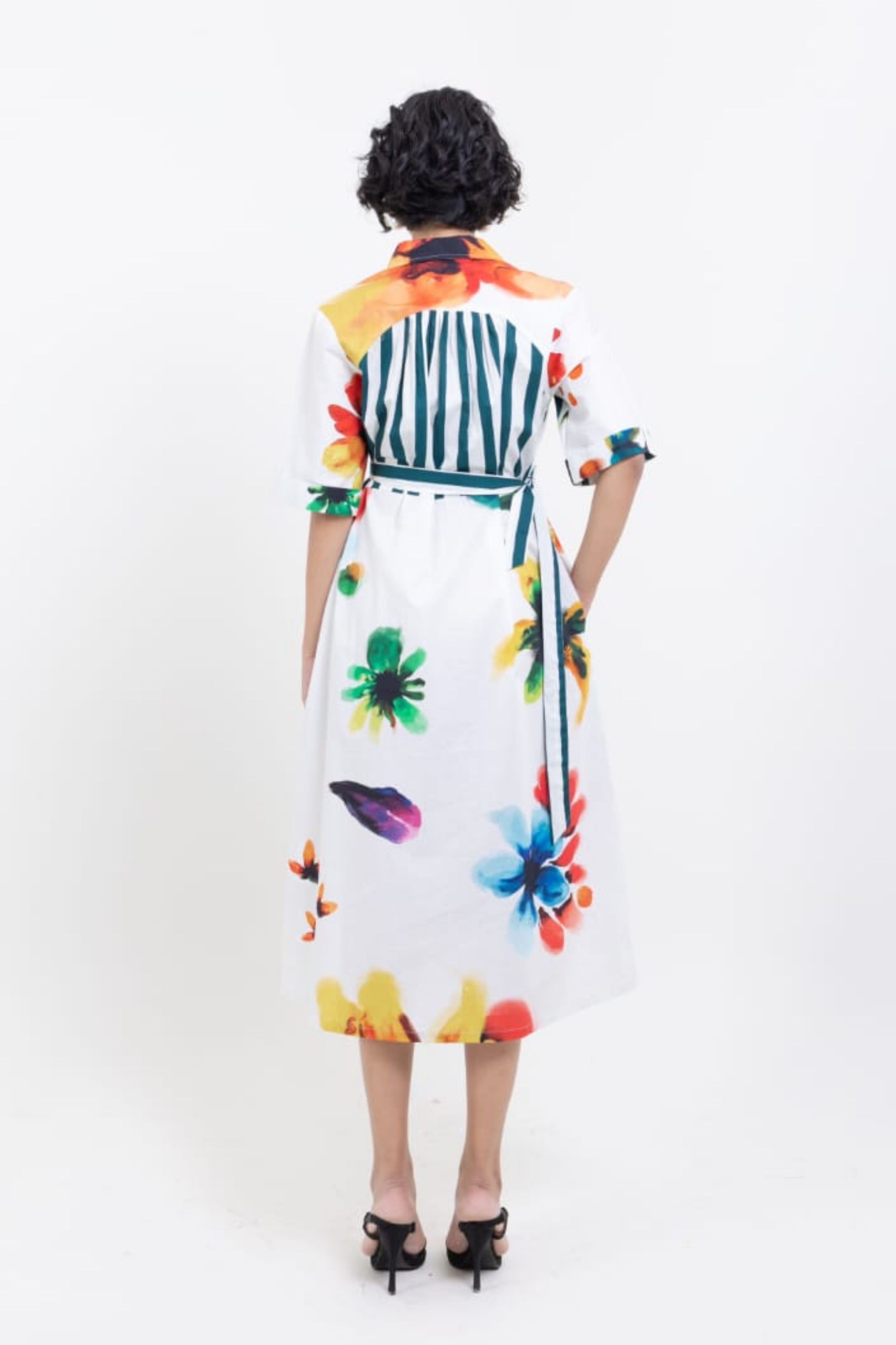 Floral Hand Printed Middi Dress