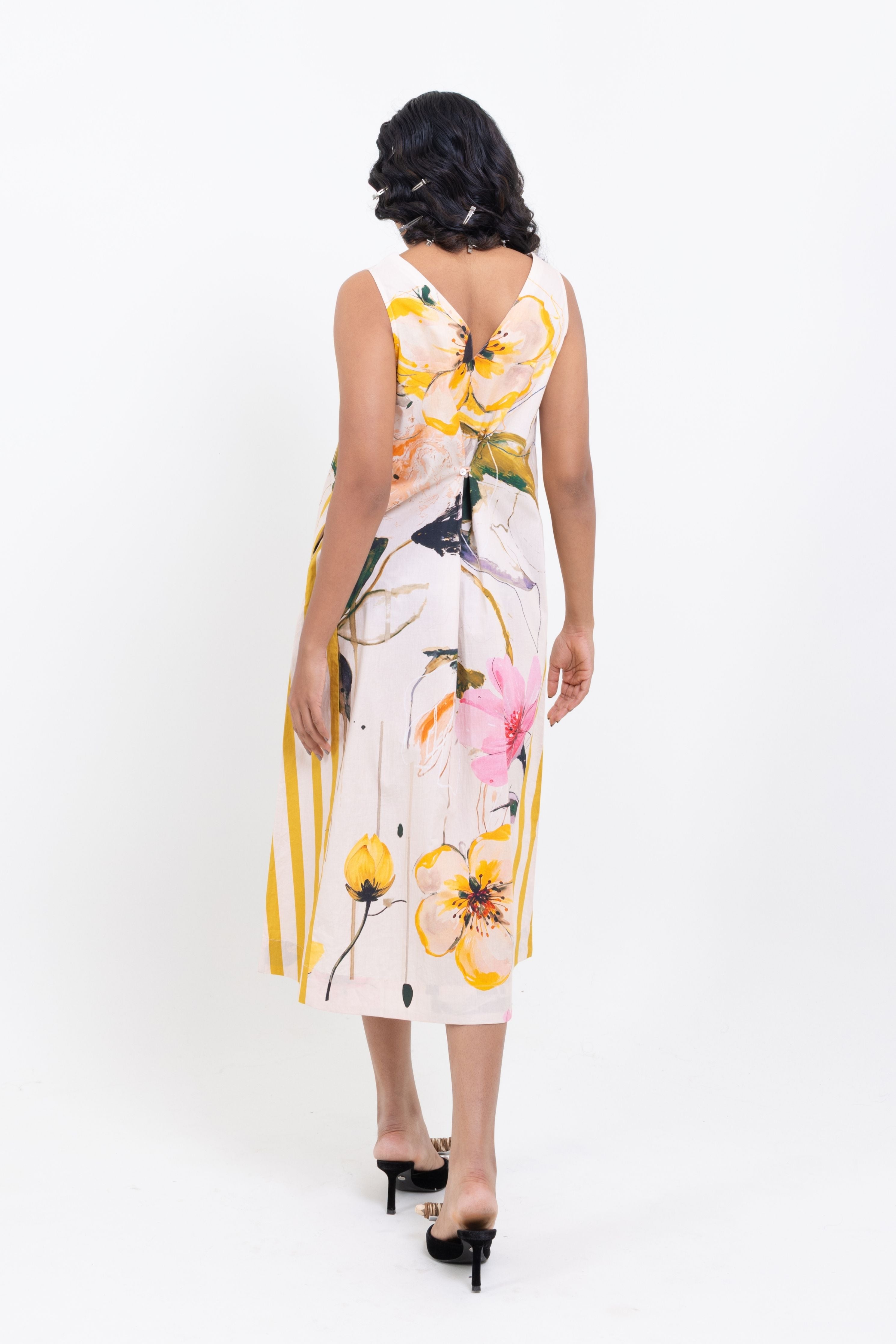 Elegant  Artstict  Floral Print  Maxi Dress