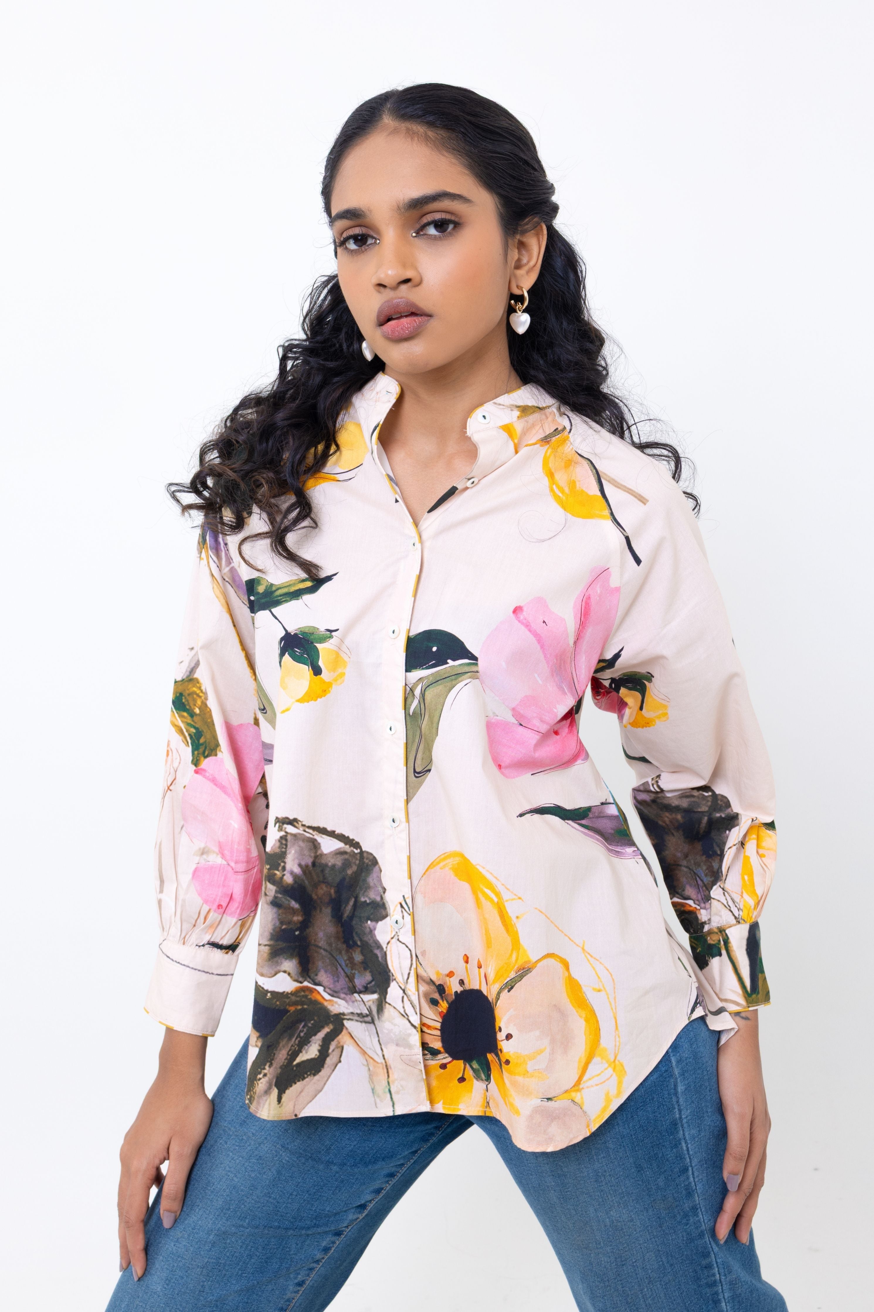 Artistic Floral Hand Printed Shirt