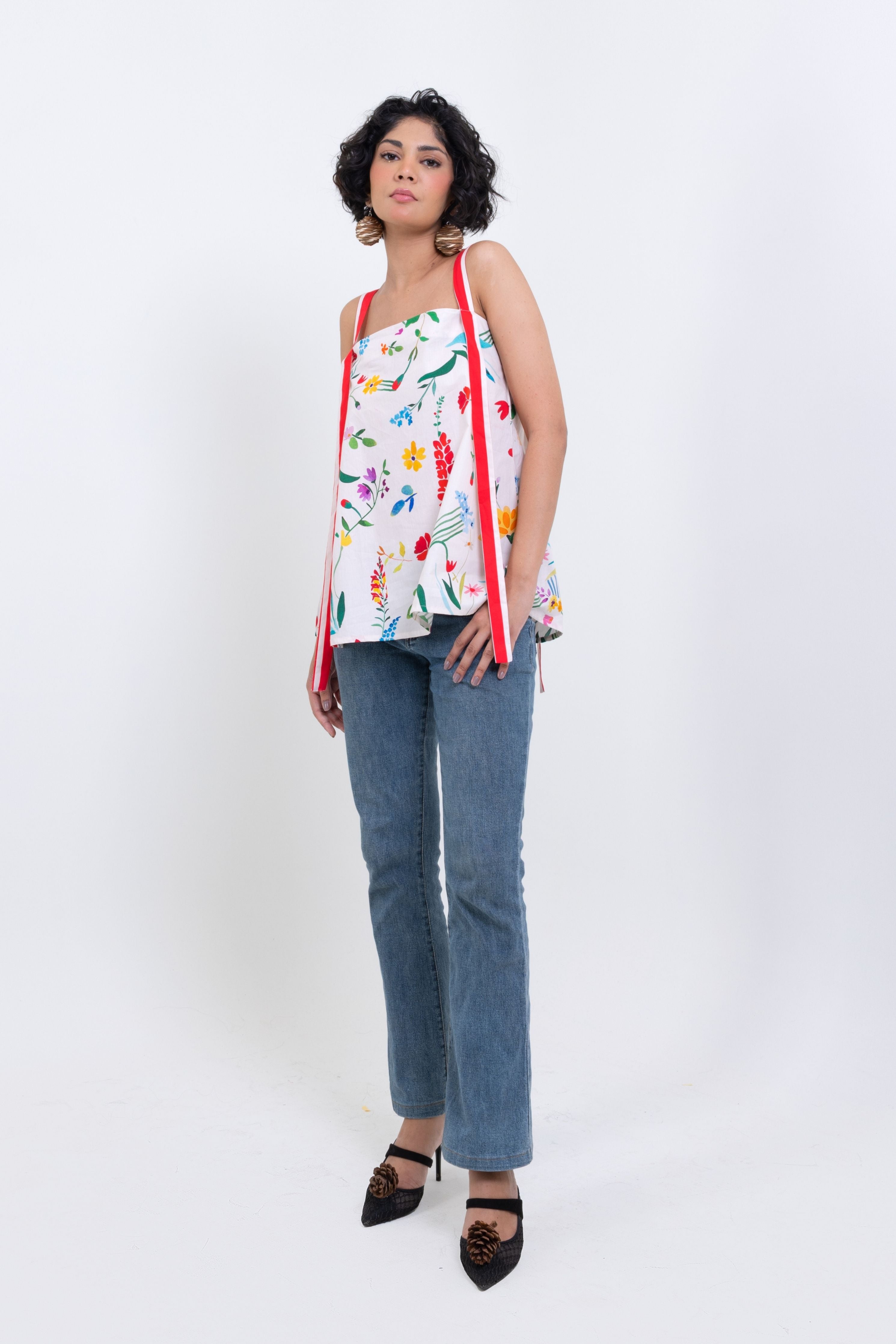Hand Printed Floral - Top