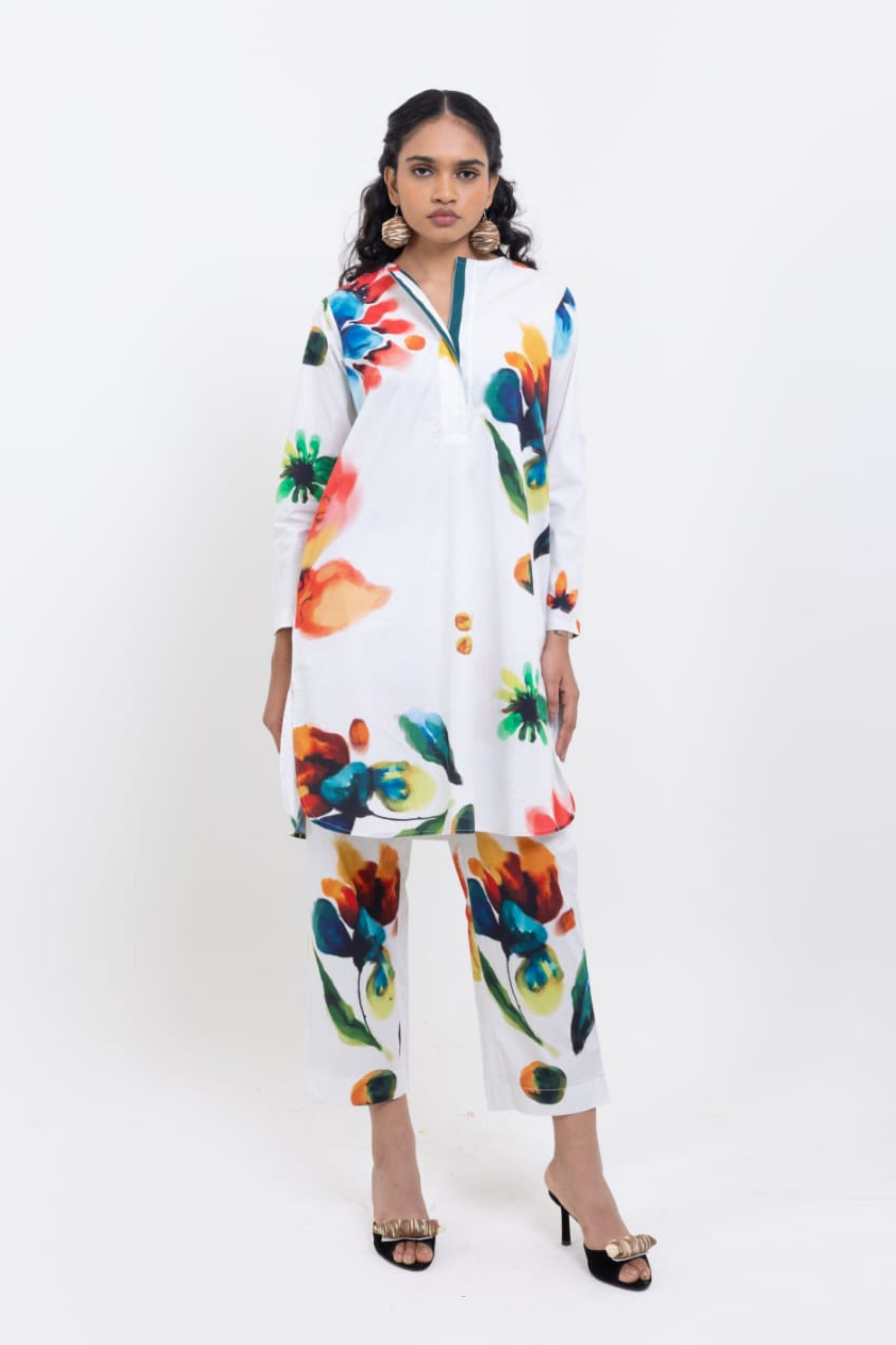 Hand Printed Floral Kurta Set